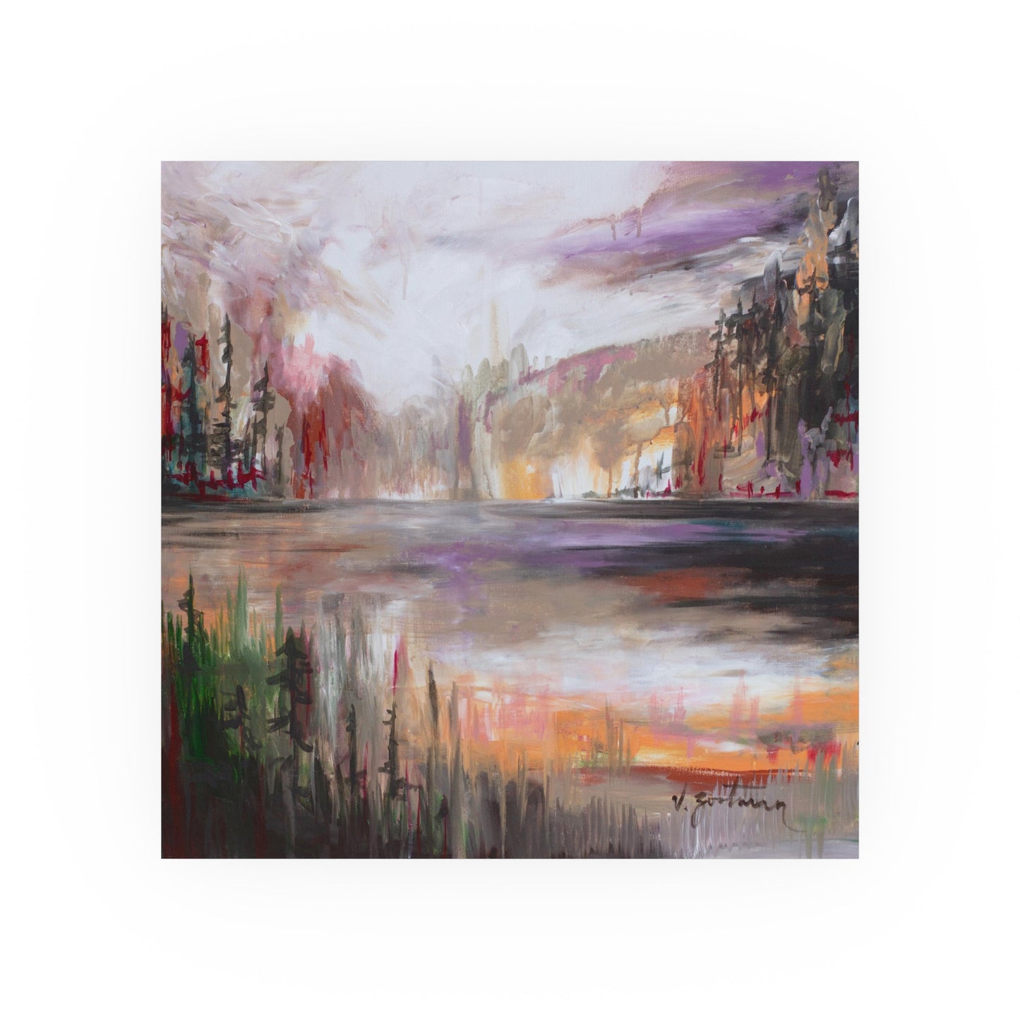 print | autumn at the lake