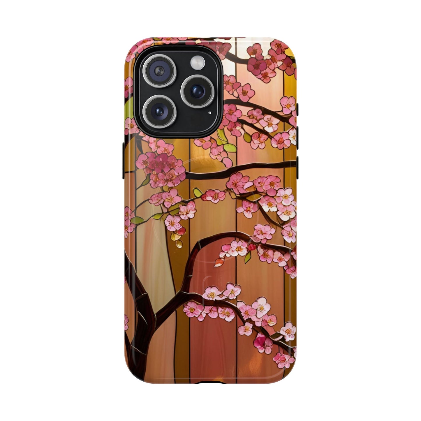 Magnetic Cases - Stained Glass Sunset Cherry Blossoms Design