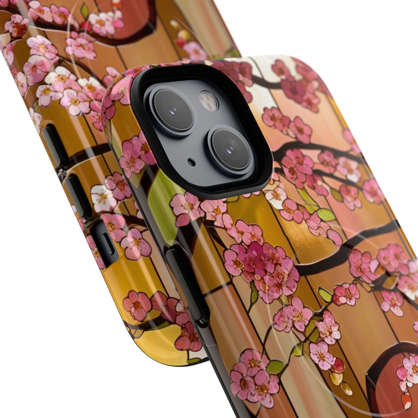 Magnetic Cases - Stained Glass Sunset Cherry Blossoms Design