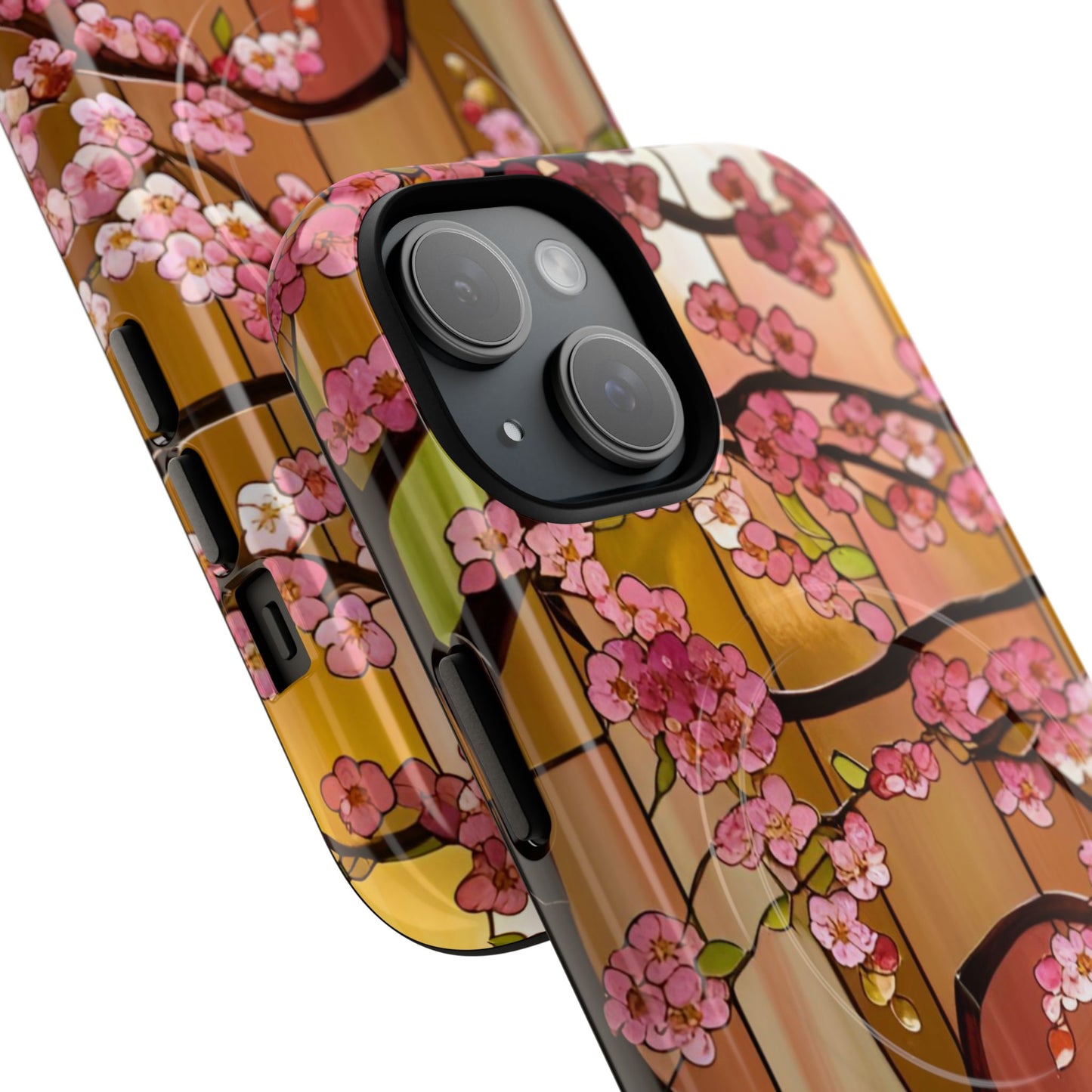 Magnetic Cases - Stained Glass Sunset Cherry Blossoms Design
