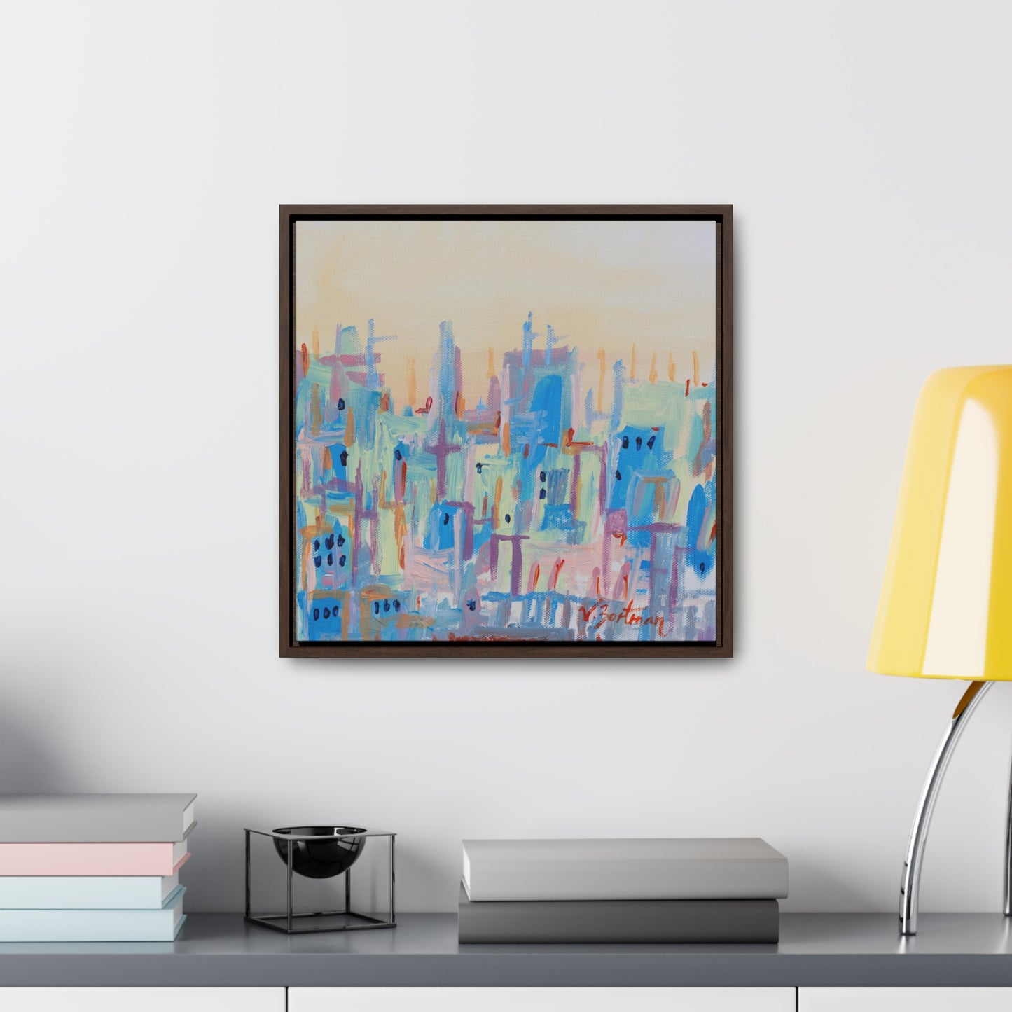framed canvas print | pastel city