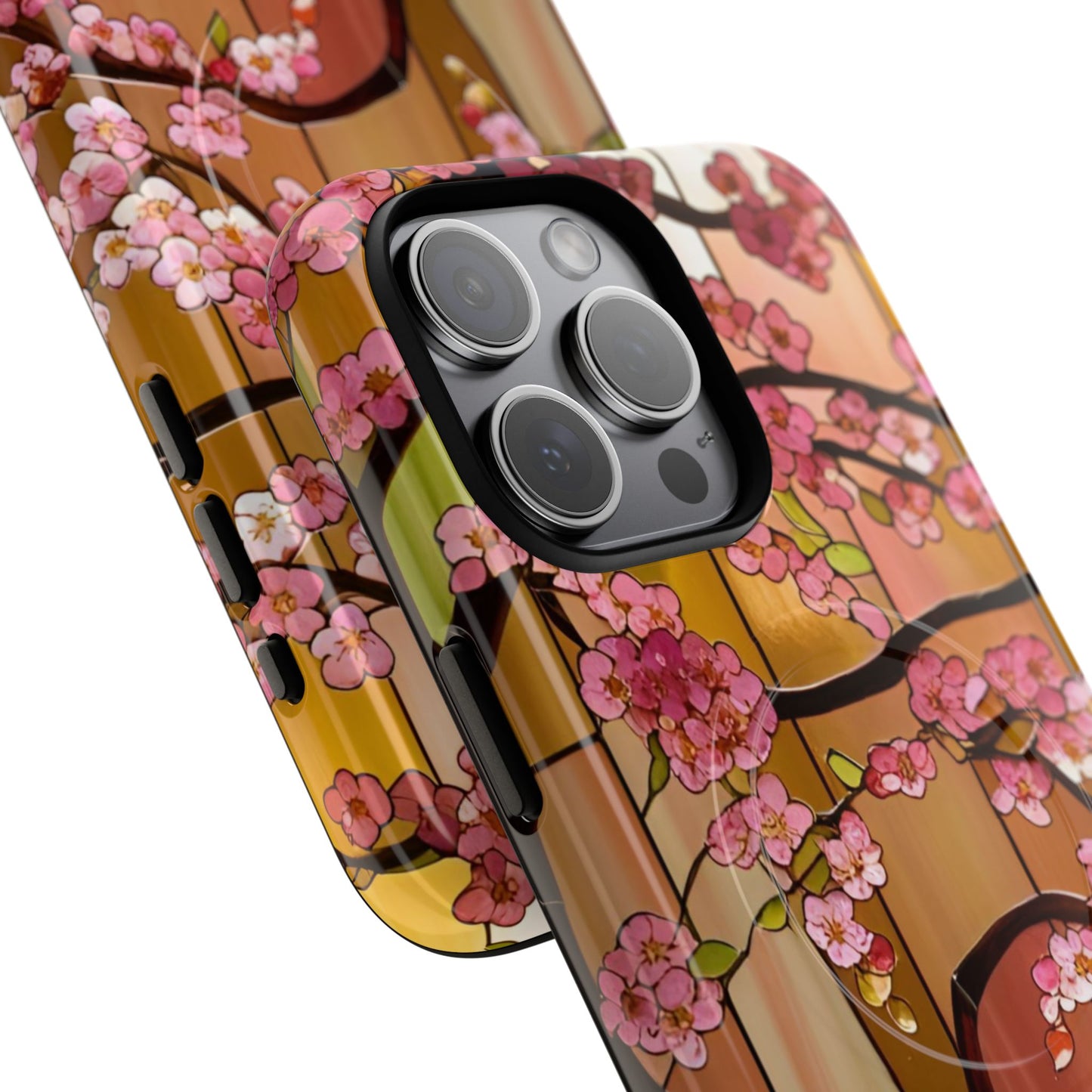 Magnetic Cases - Stained Glass Sunset Cherry Blossoms Design