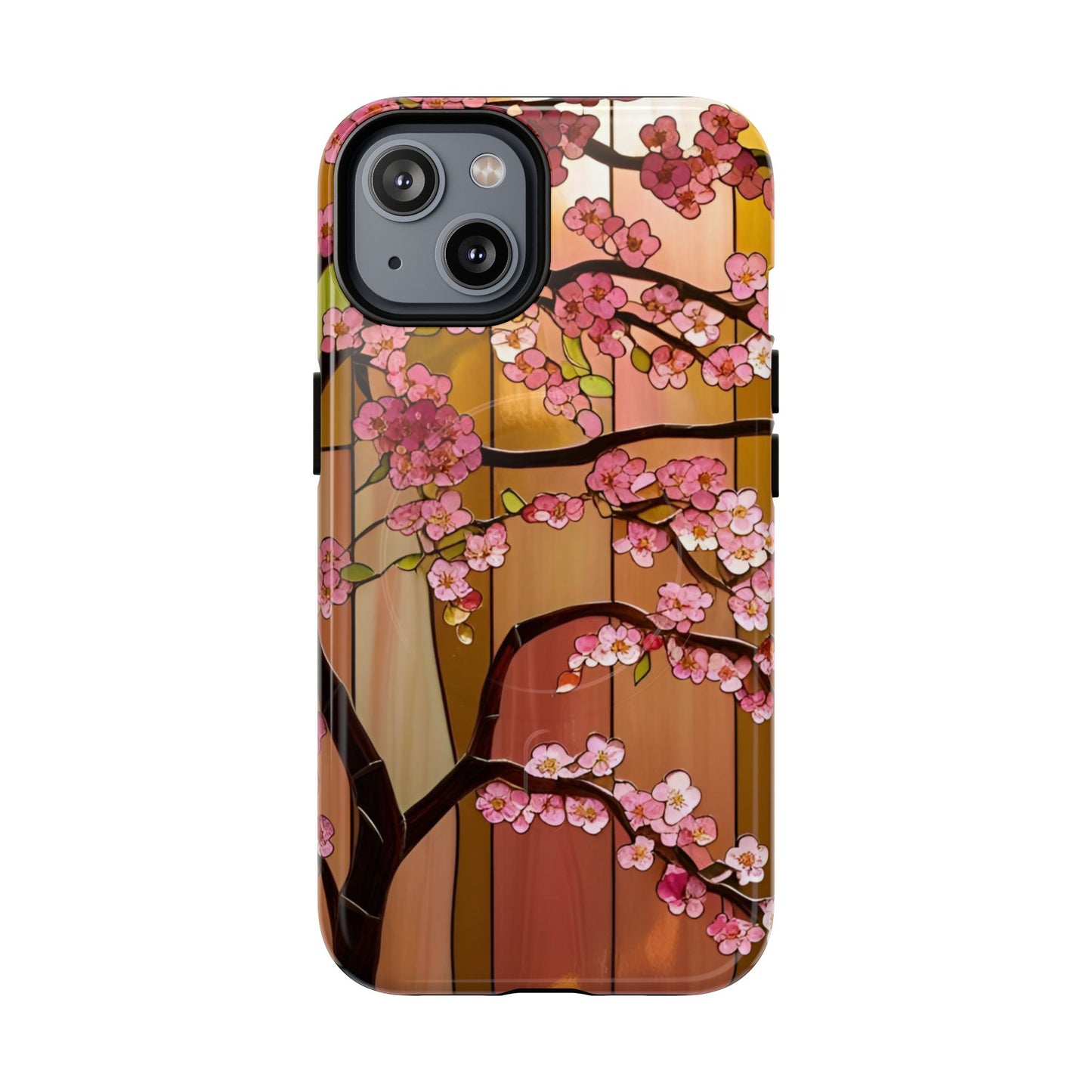 Magnetic Cases - Stained Glass Sunset Cherry Blossoms Design