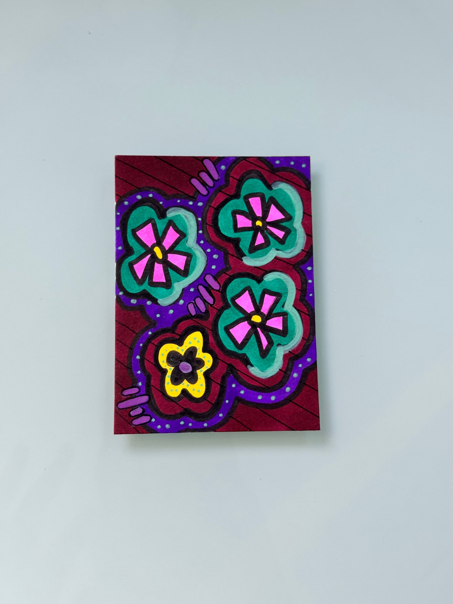 ACEO, Flower Clouds #13 Original Art Card 2.5x3.5