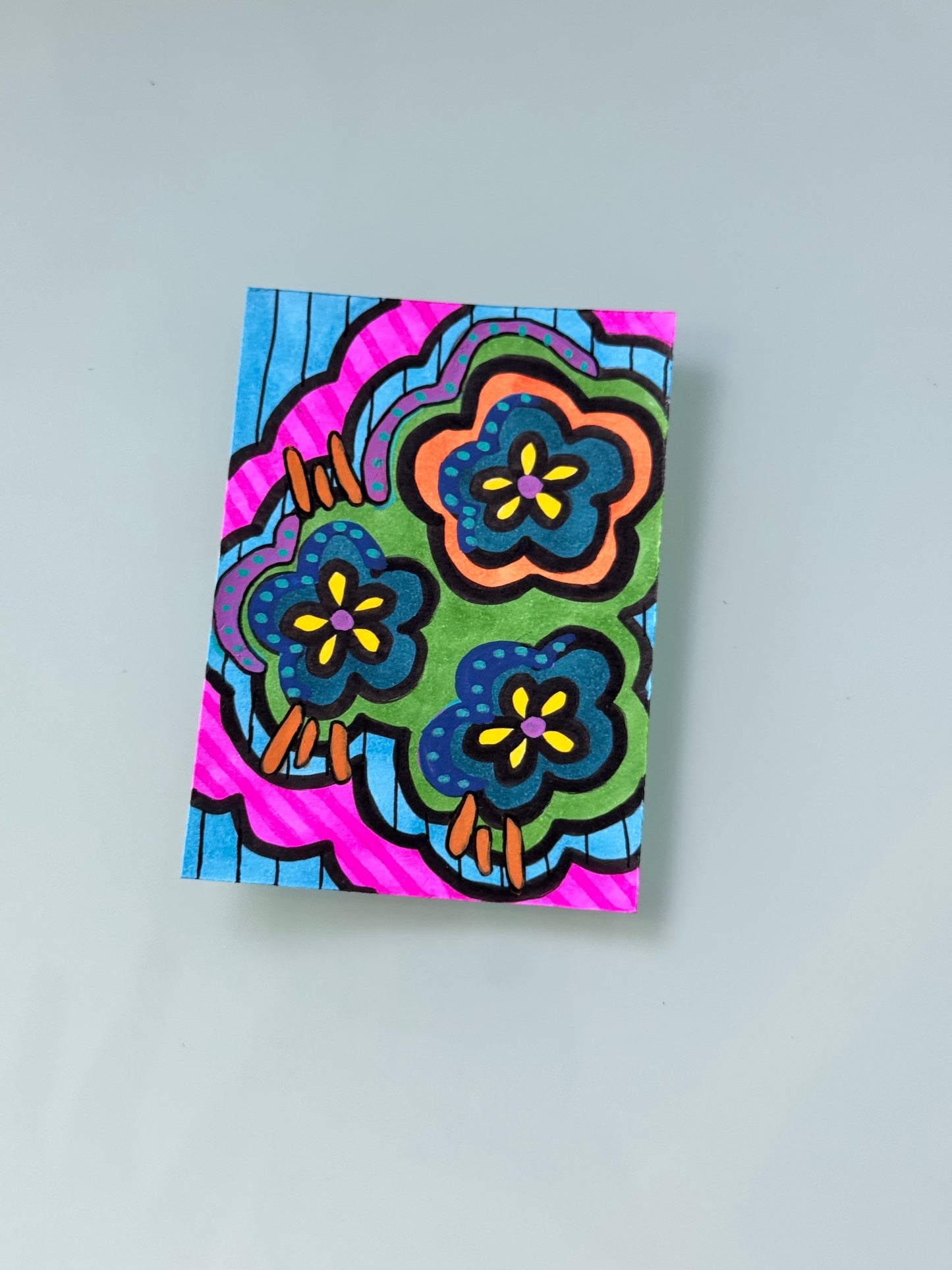 ACEO, Flower Clouds #14 Original Art Card 2.5x3.5