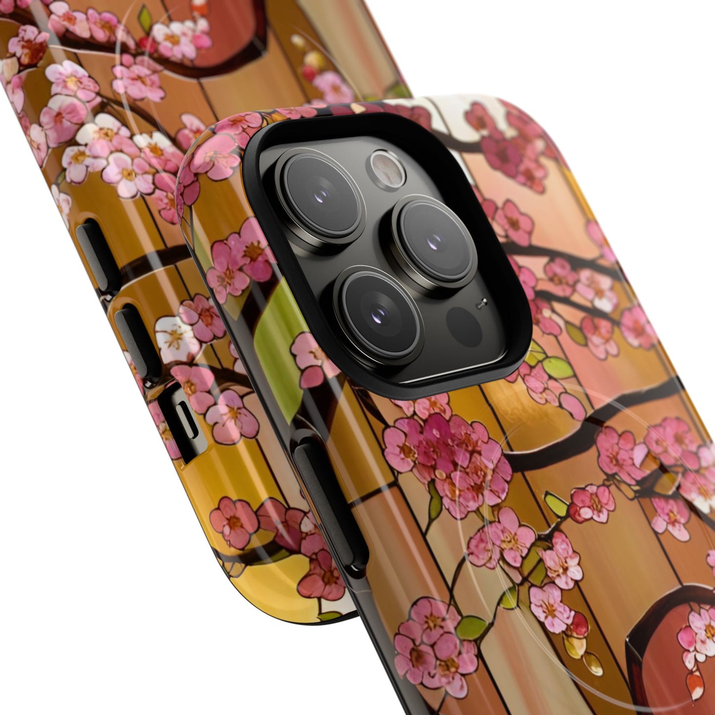 Magnetic Cases - Stained Glass Sunset Cherry Blossoms Design