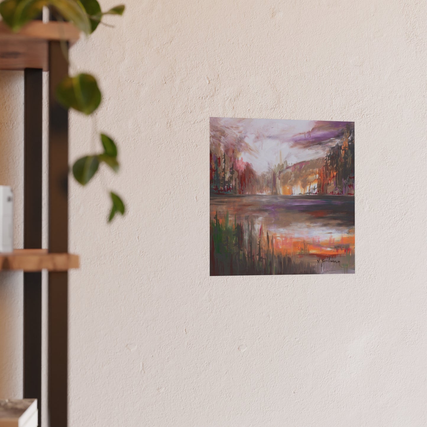 print | autumn at the lake