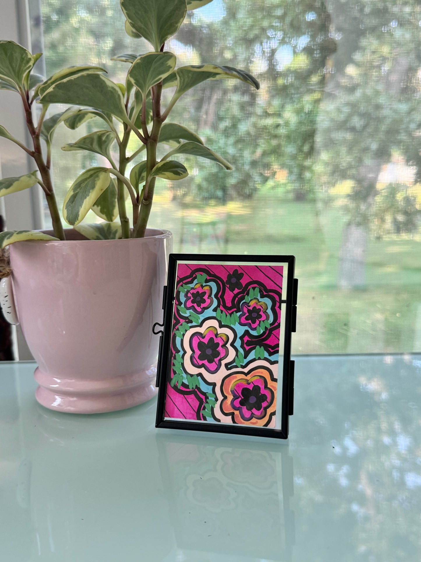 ACEO, Flower Clouds #17 Original Art Card 2.5x3.5