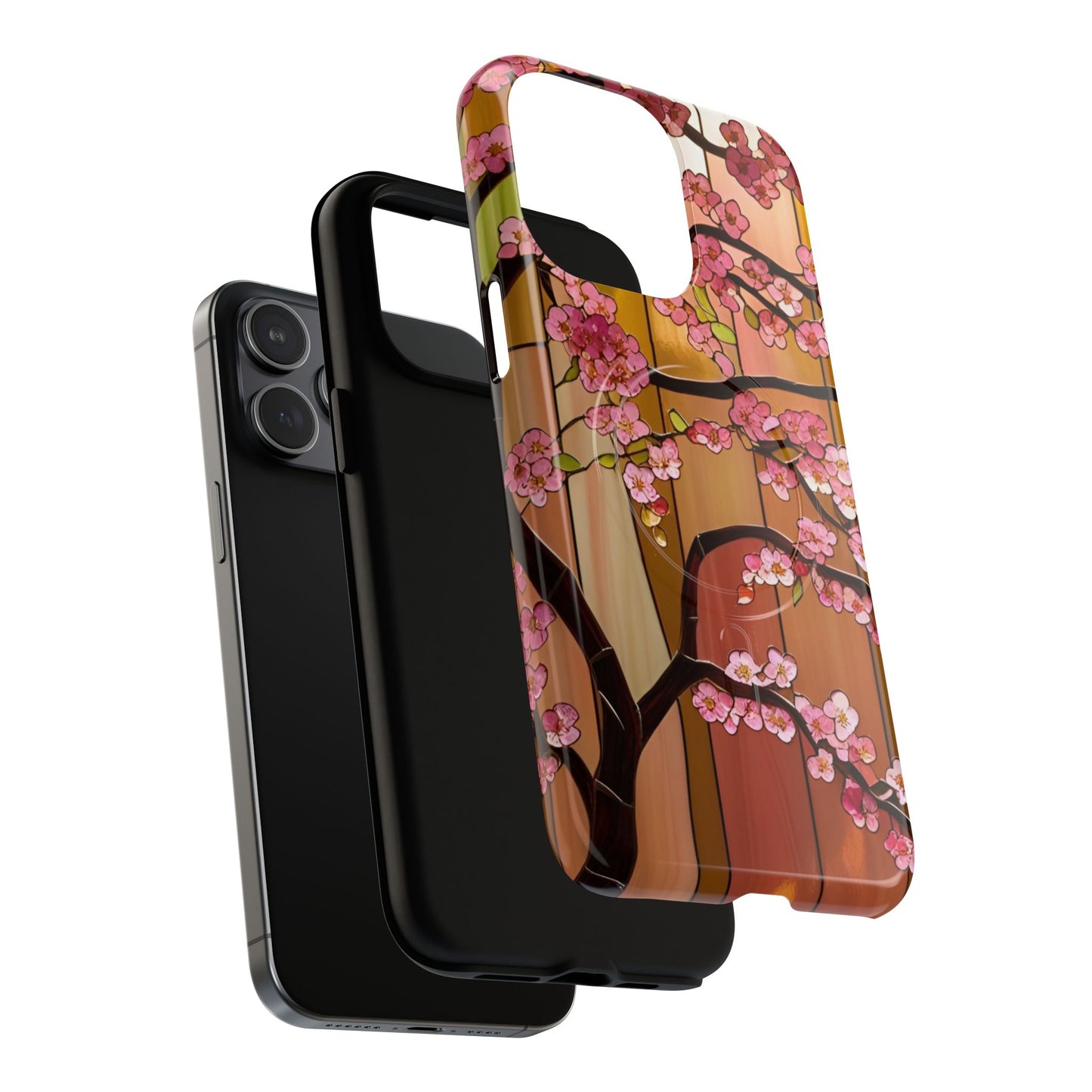 Magnetic Cases - Stained Glass Sunset Cherry Blossoms Design