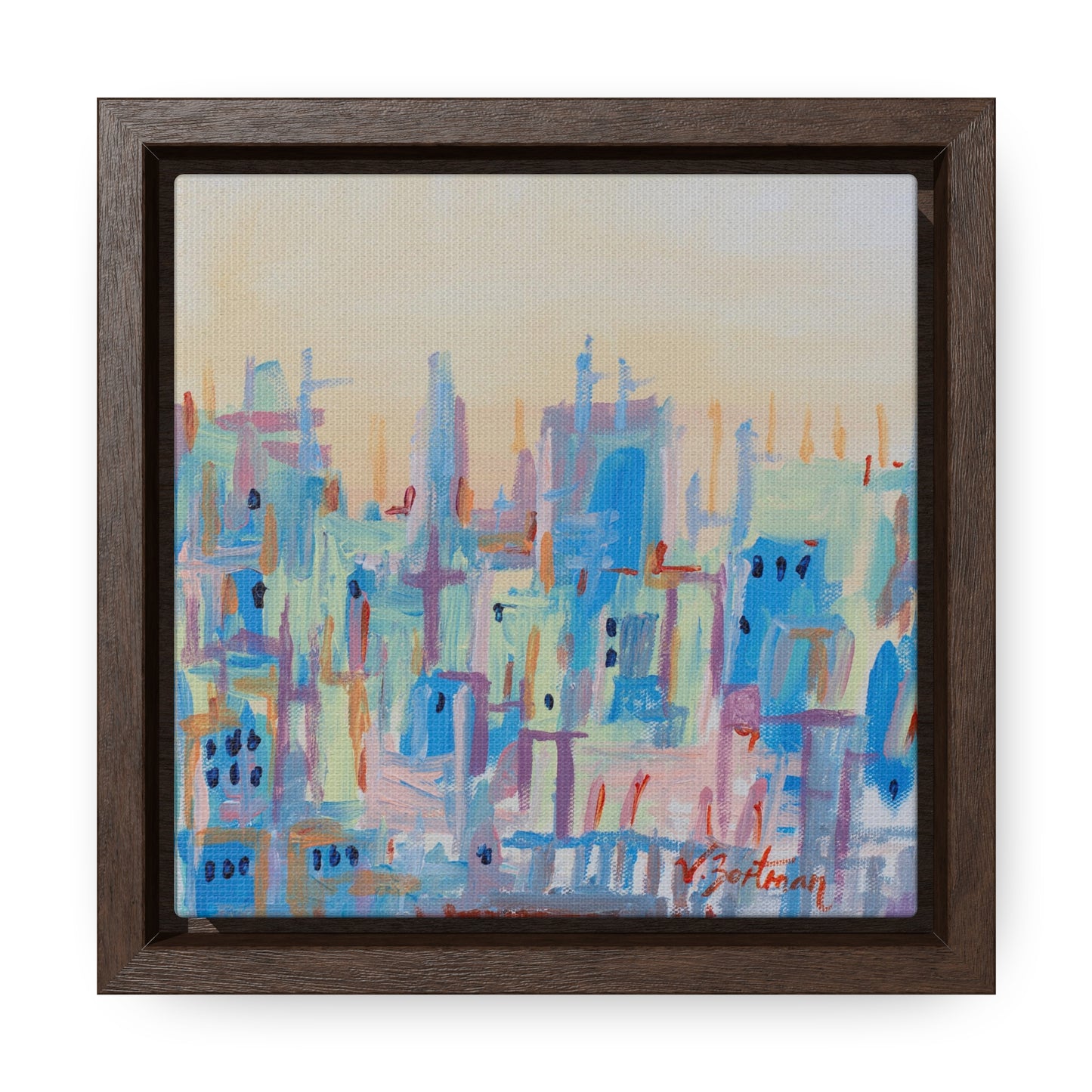framed canvas print | pastel city