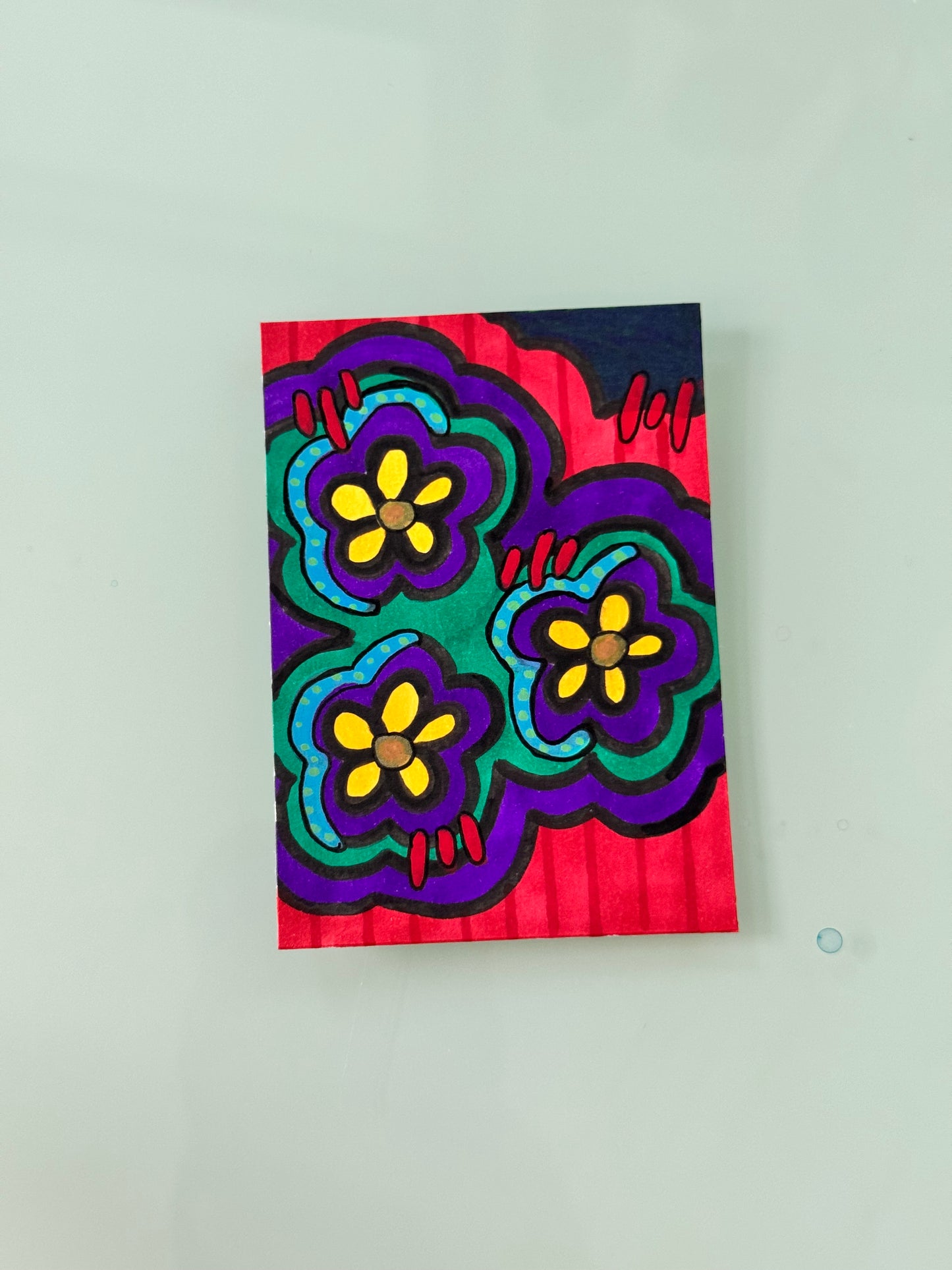 ACEO, Flower Clouds #18 Original Art Card 2.5x3.5