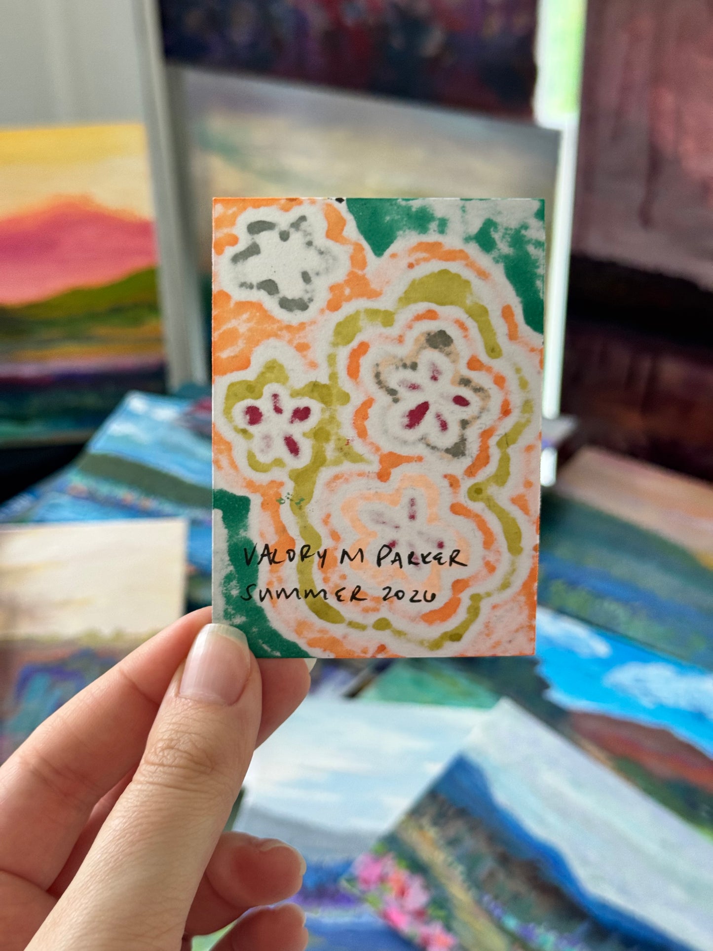 ACEO, Flower Clouds #15 Original Art Card 2.5x3.5