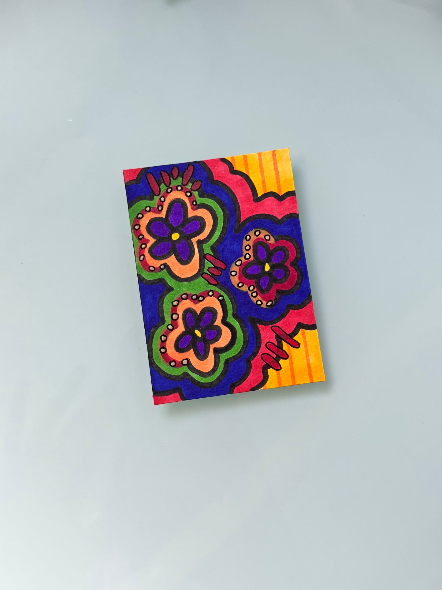 ACEO, Flower Clouds #10 Original Art Card 2.5x3.5