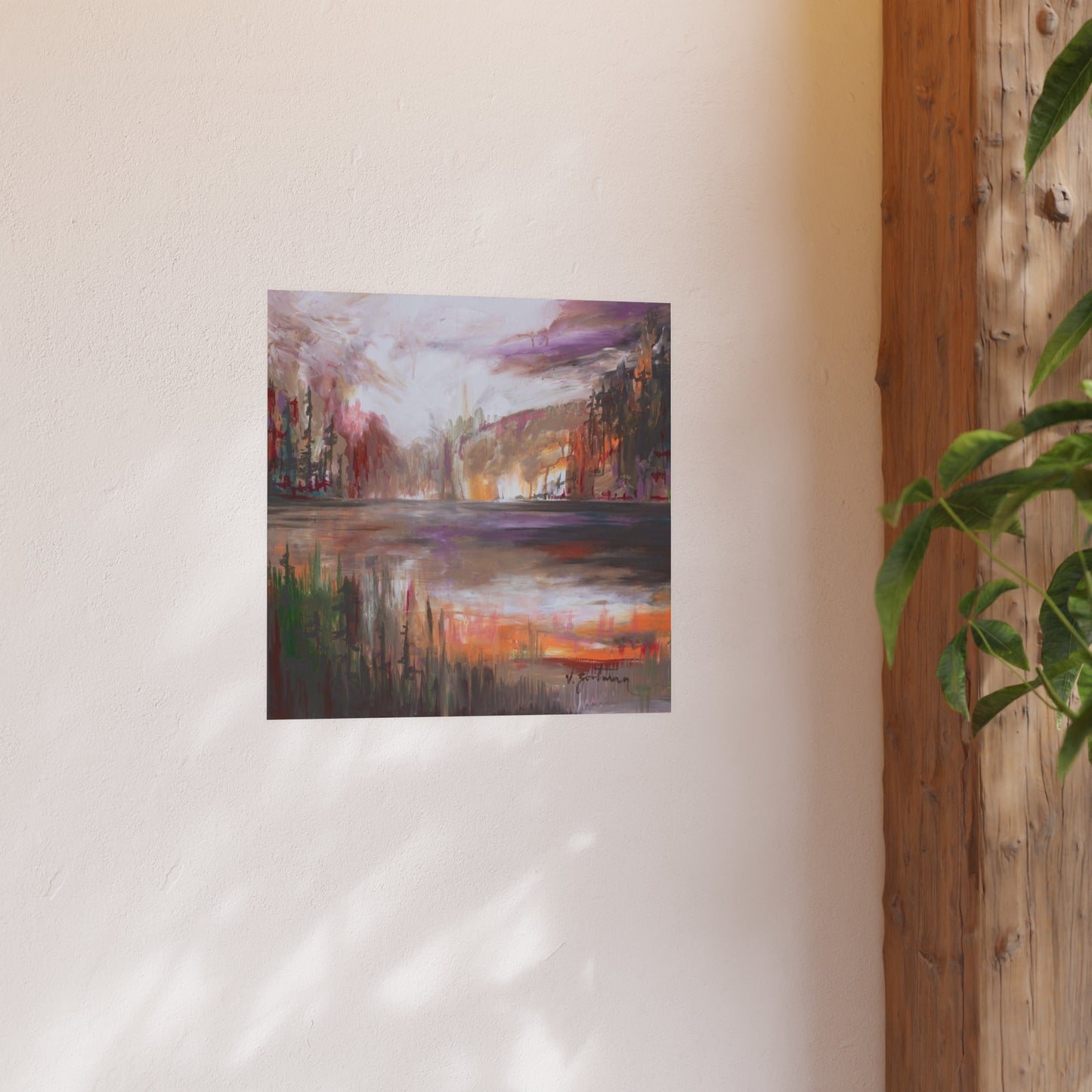 print | autumn at the lake
