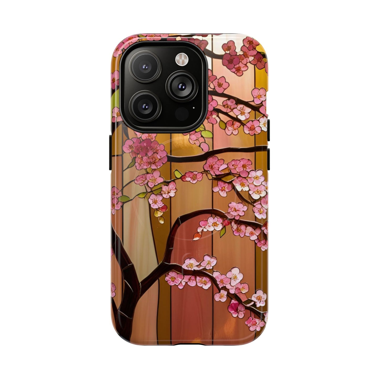 Magnetic Cases - Stained Glass Sunset Cherry Blossoms Design