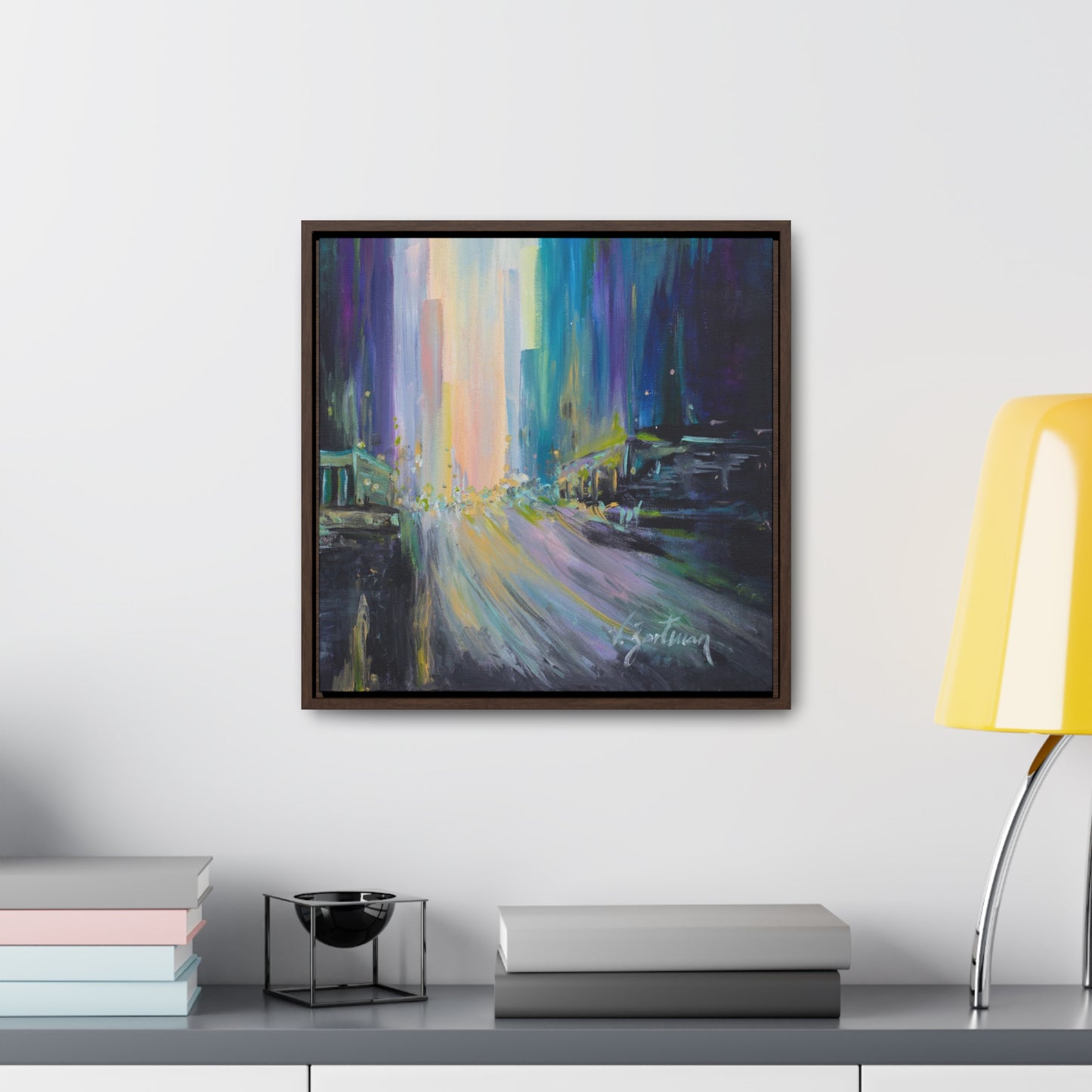 framed canvas print | neon sidewalks