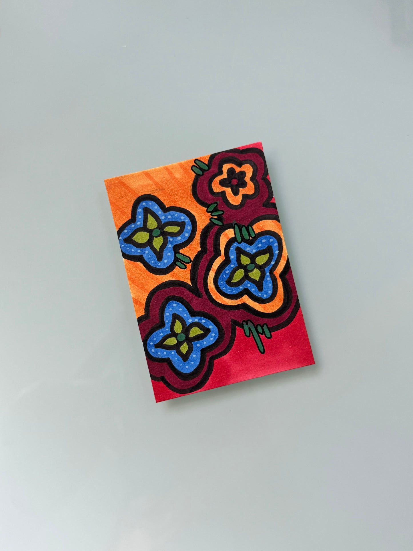 ACEO, Flower Clouds #7 Original Art Card 2.5x3.5