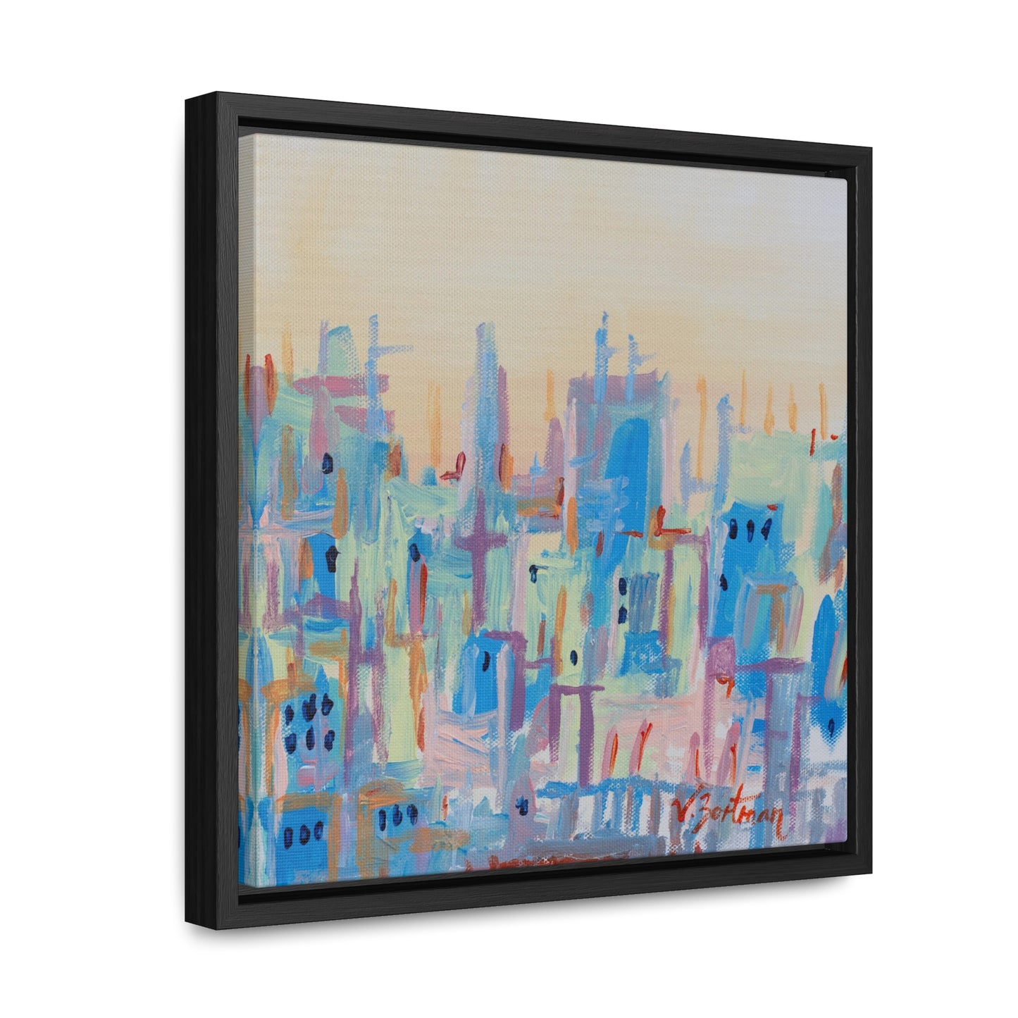 framed canvas print | pastel city