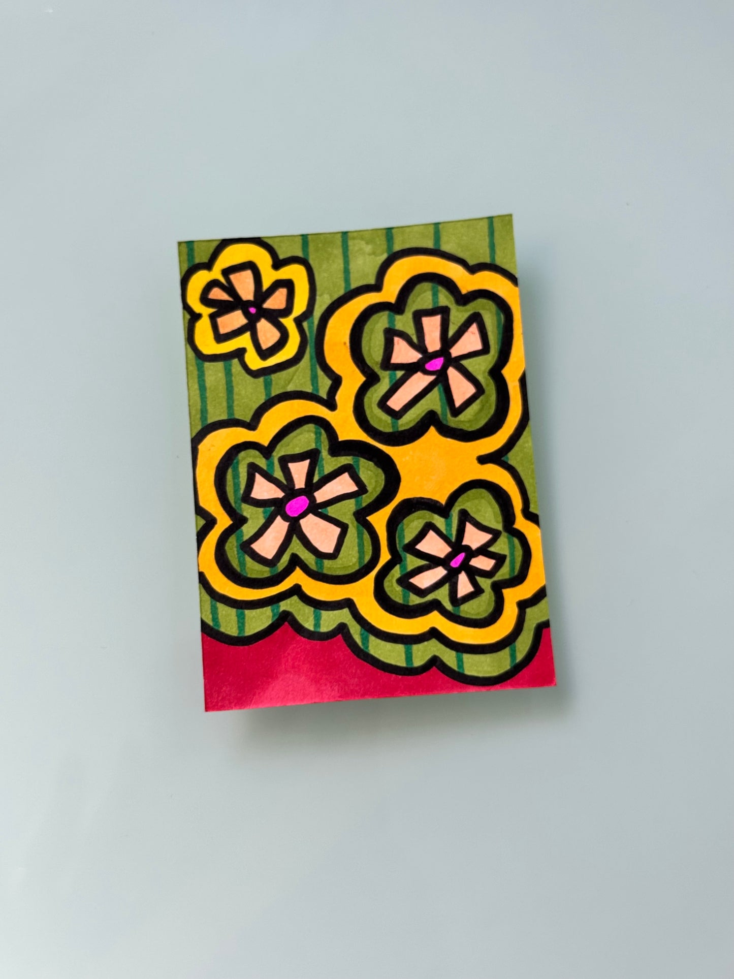 ACEO, Flower Clouds #8 Original Art Card 2.5x3.5