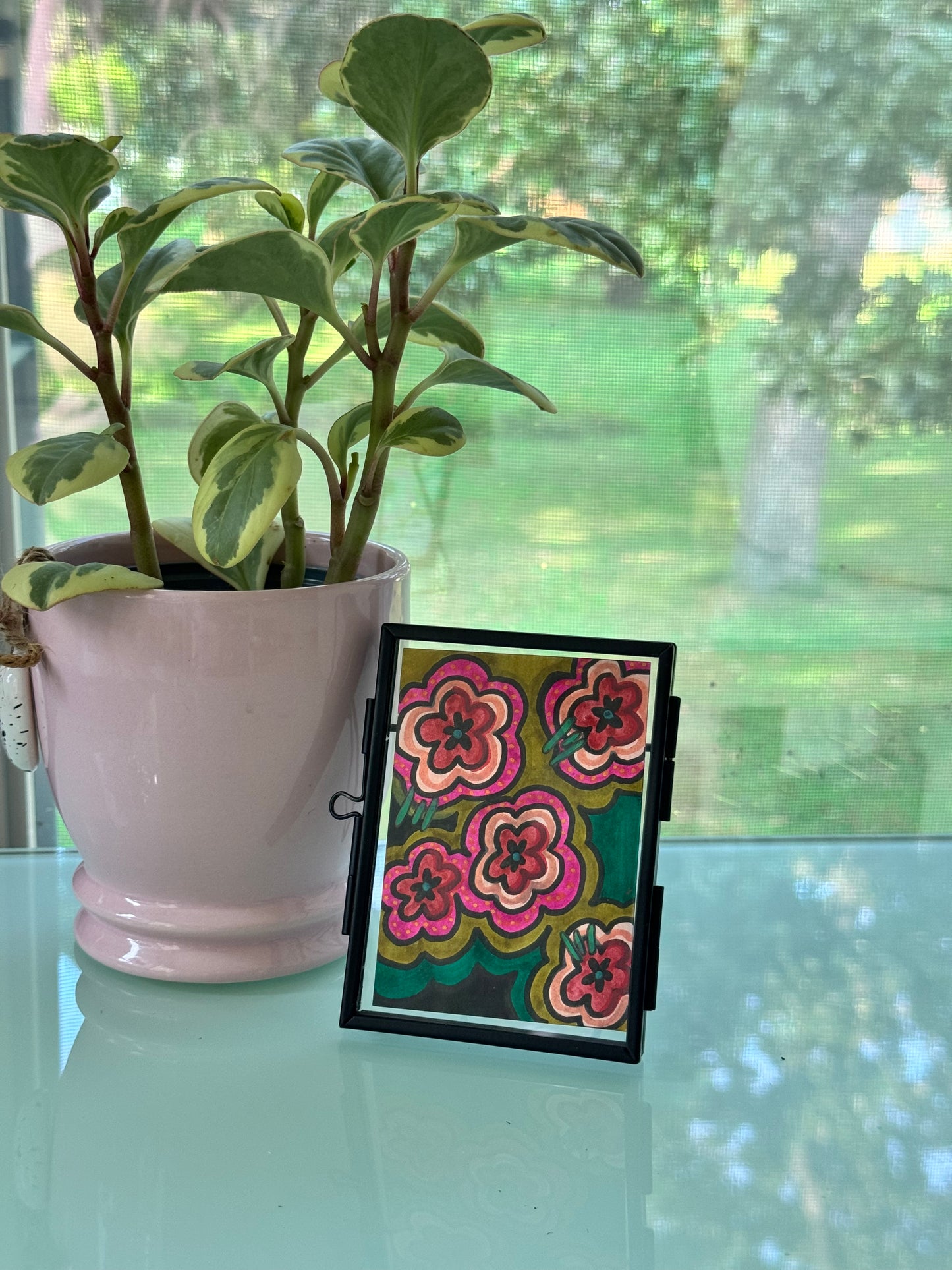 ACEO, Flower Clouds #16 Original Art Card 2.5x3.5
