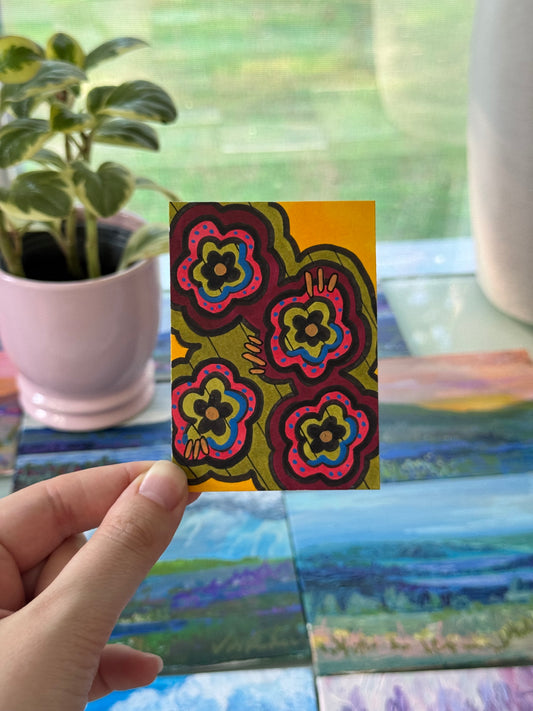ACEO, Flower Clouds #5 Original Art Card 2.5x3.5