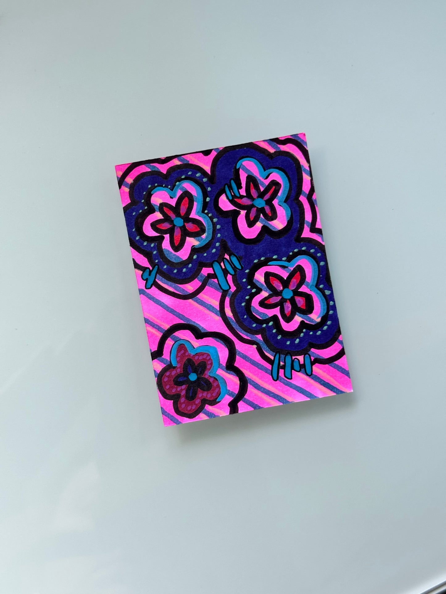 ACEO, Flower Clouds #2 Original Art Card 2.5x3.5