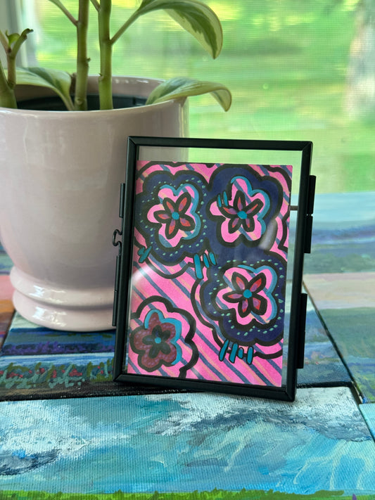 ACEO, Flower Clouds #2 Original Art Card 2.5x3.5