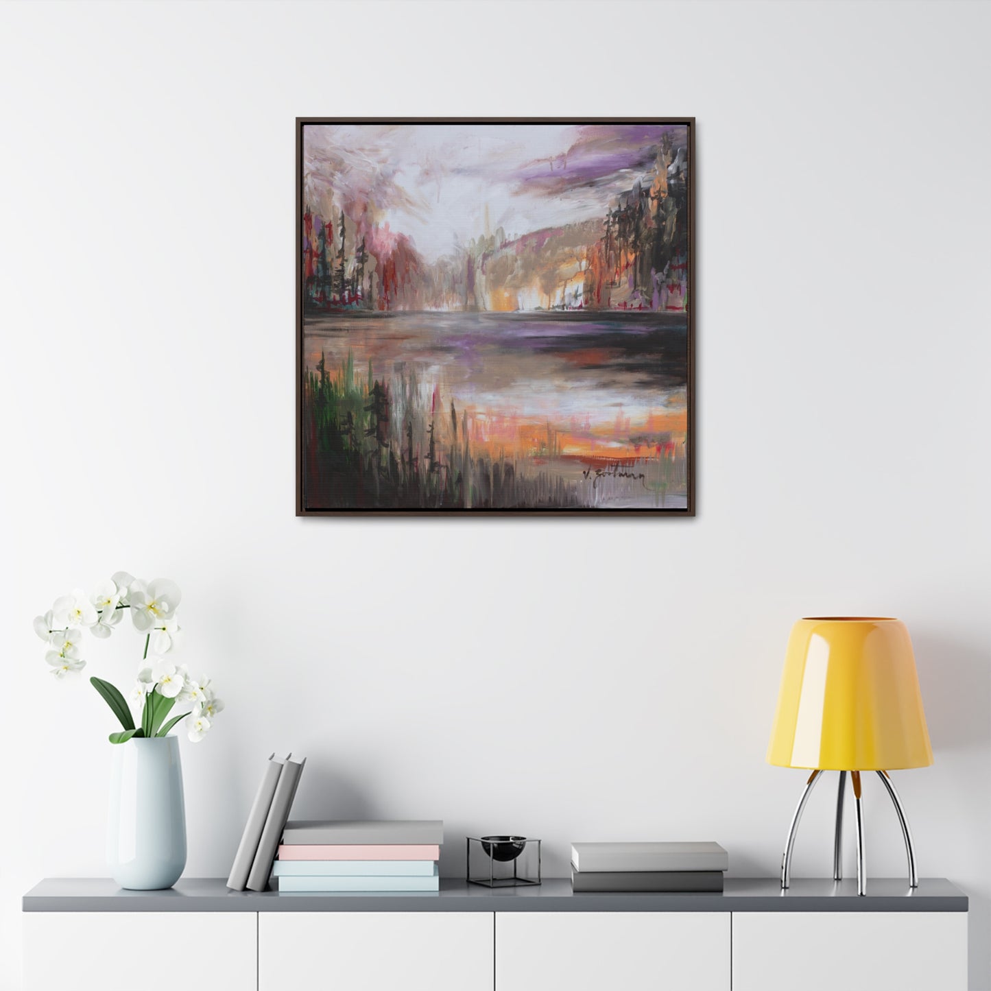 framed canvas print | autumn at the lake