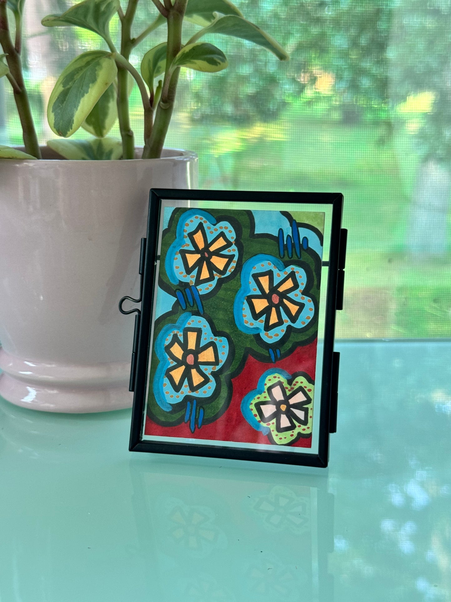 ACEO, Flower Clouds #21 Original Art Card 2.5x3.5