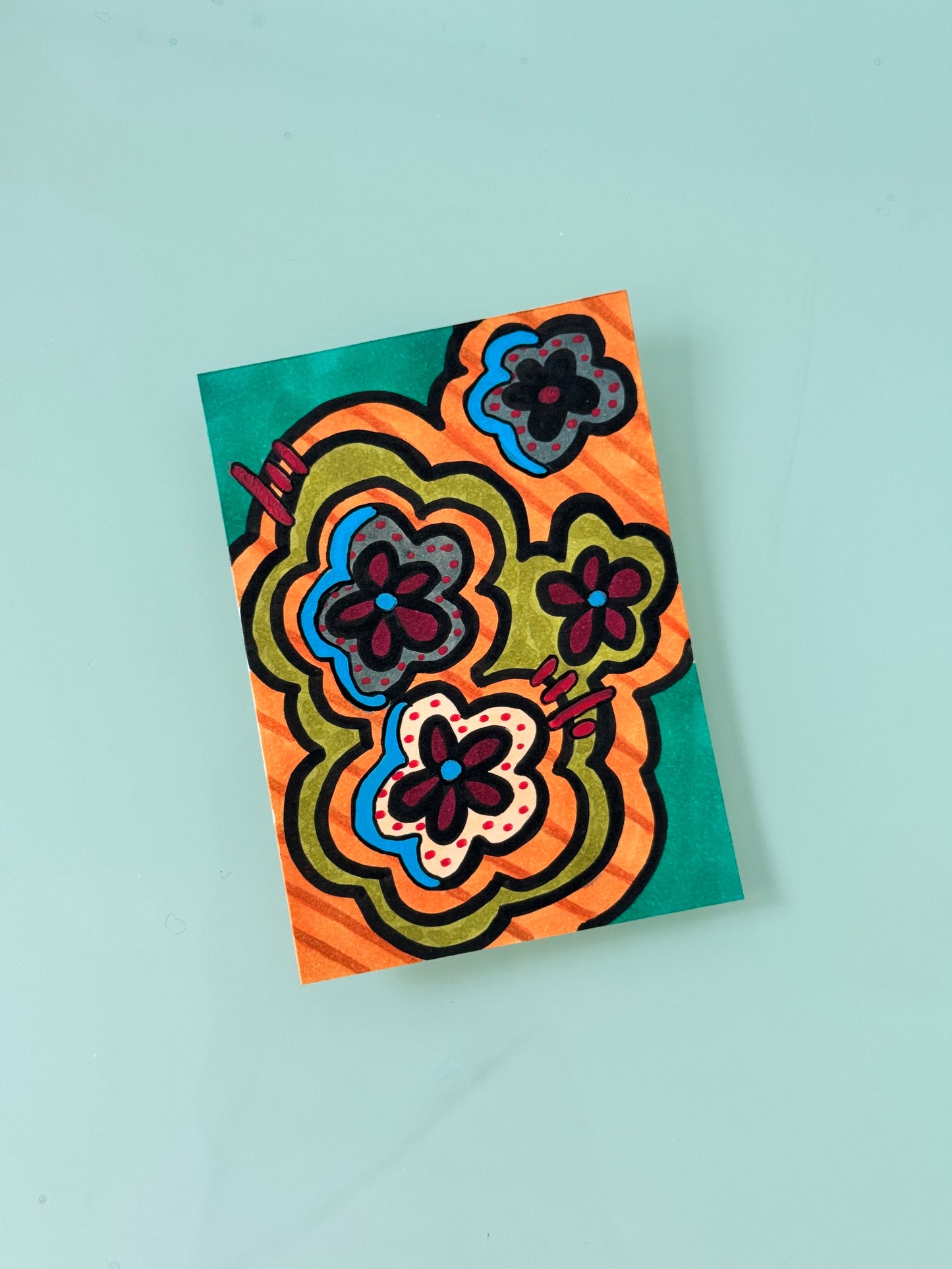 ACEO, Flower Clouds #15 Original Art Card 2.5x3.5