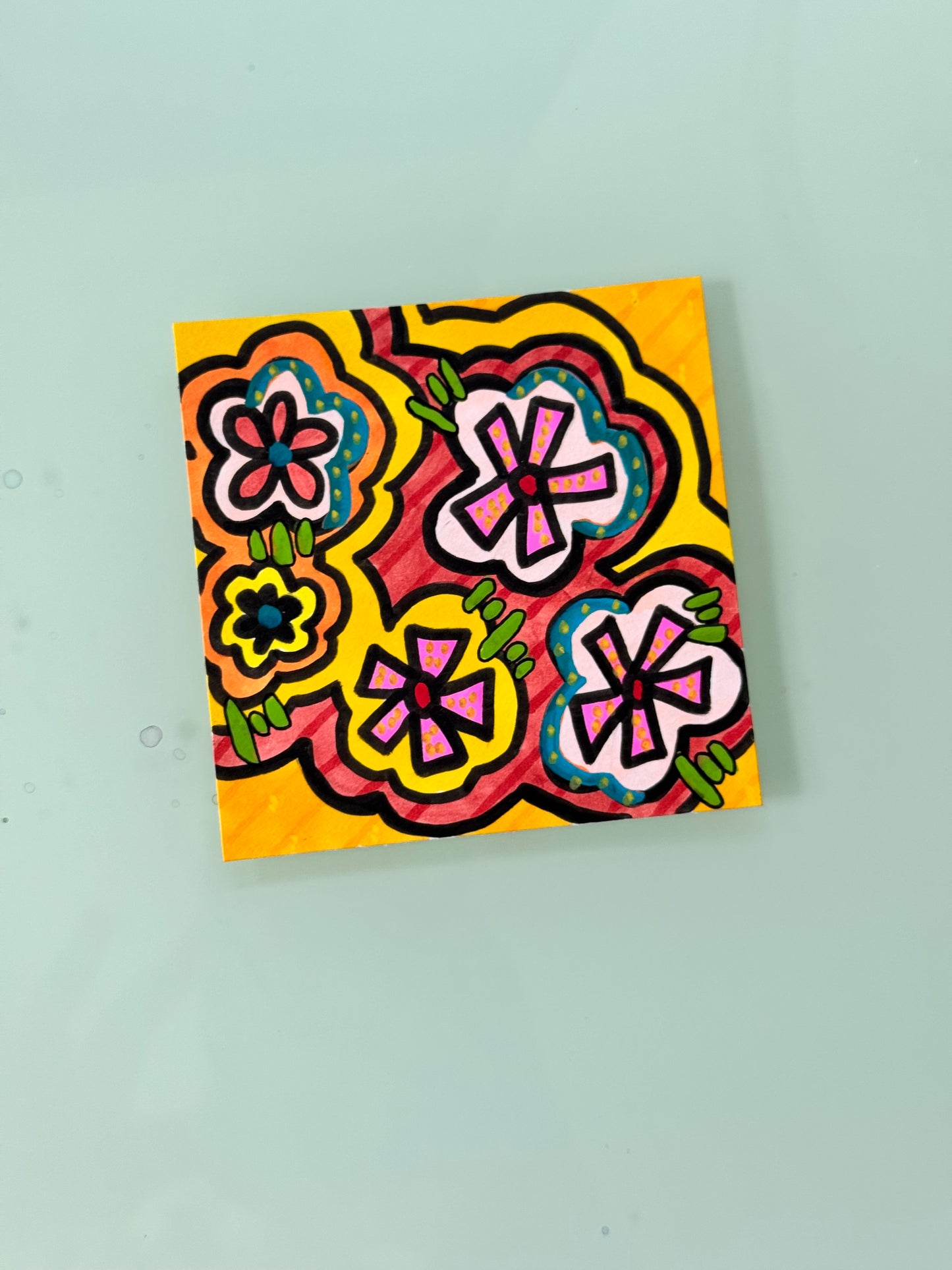 ACEO, Flower Clouds #23 Original Art Card 3x3
