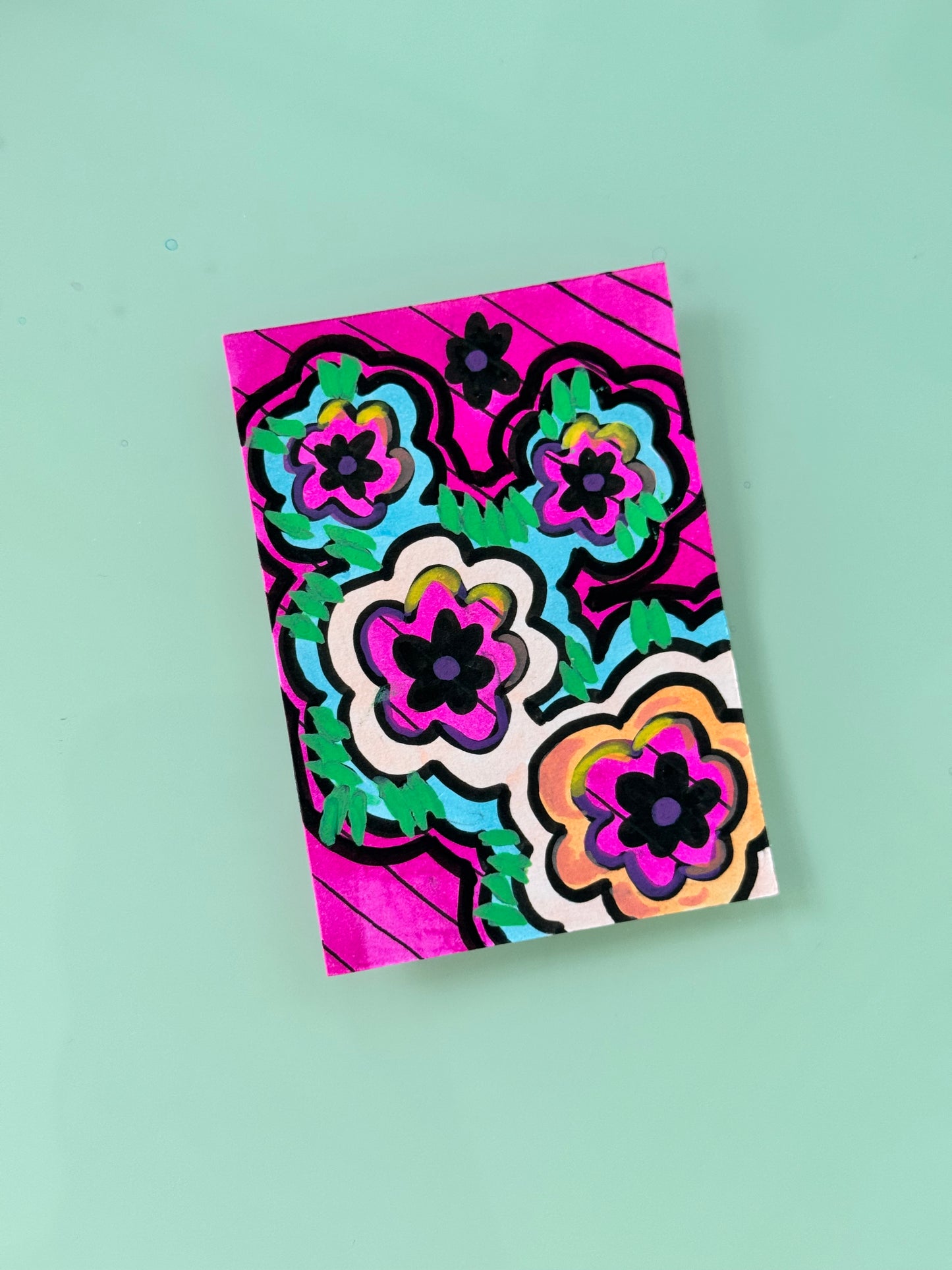 ACEO, Flower Clouds #17 Original Art Card 2.5x3.5