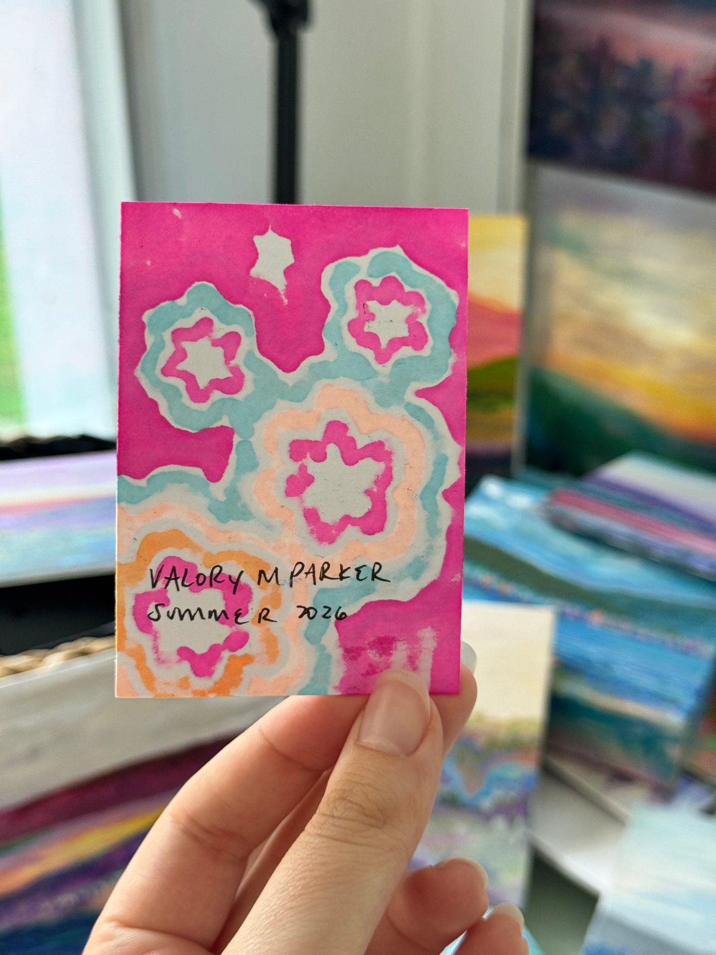 ACEO, Flower Clouds #17 Original Art Card 2.5x3.5