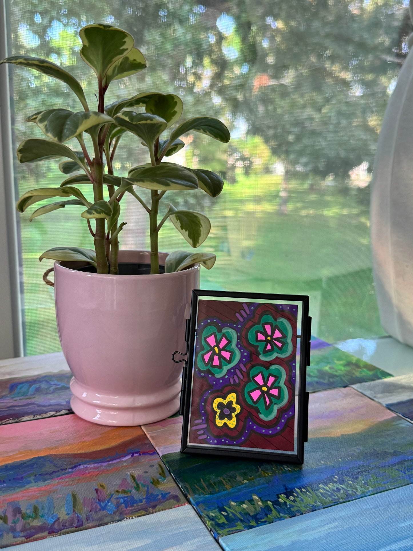 ACEO, Flower Clouds #13 Original Art Card 2.5x3.5