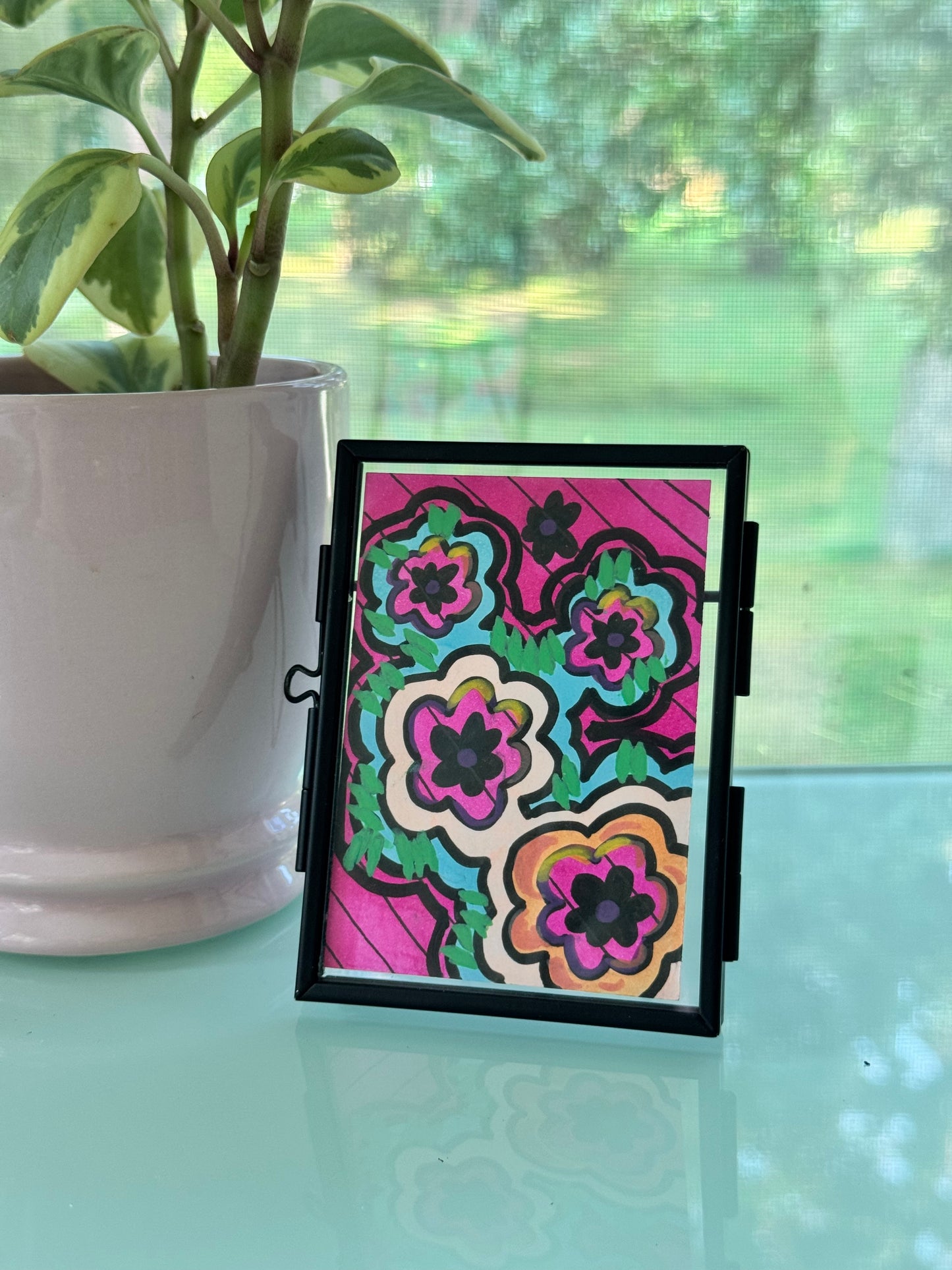ACEO, Flower Clouds #17 Original Art Card 2.5x3.5