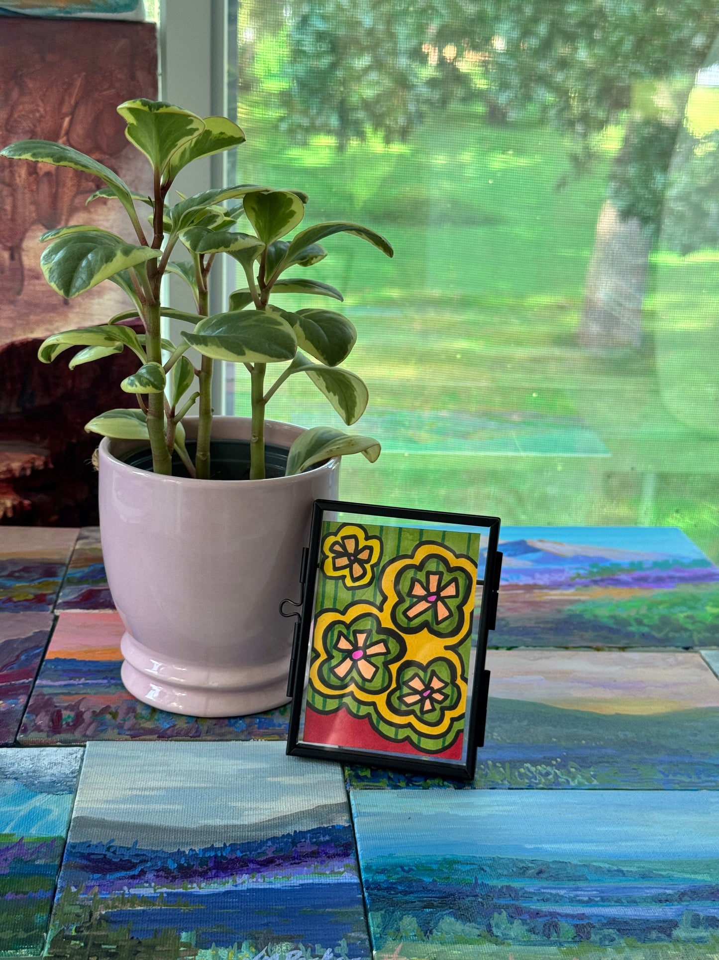 ACEO, Flower Clouds #8 Original Art Card 2.5x3.5