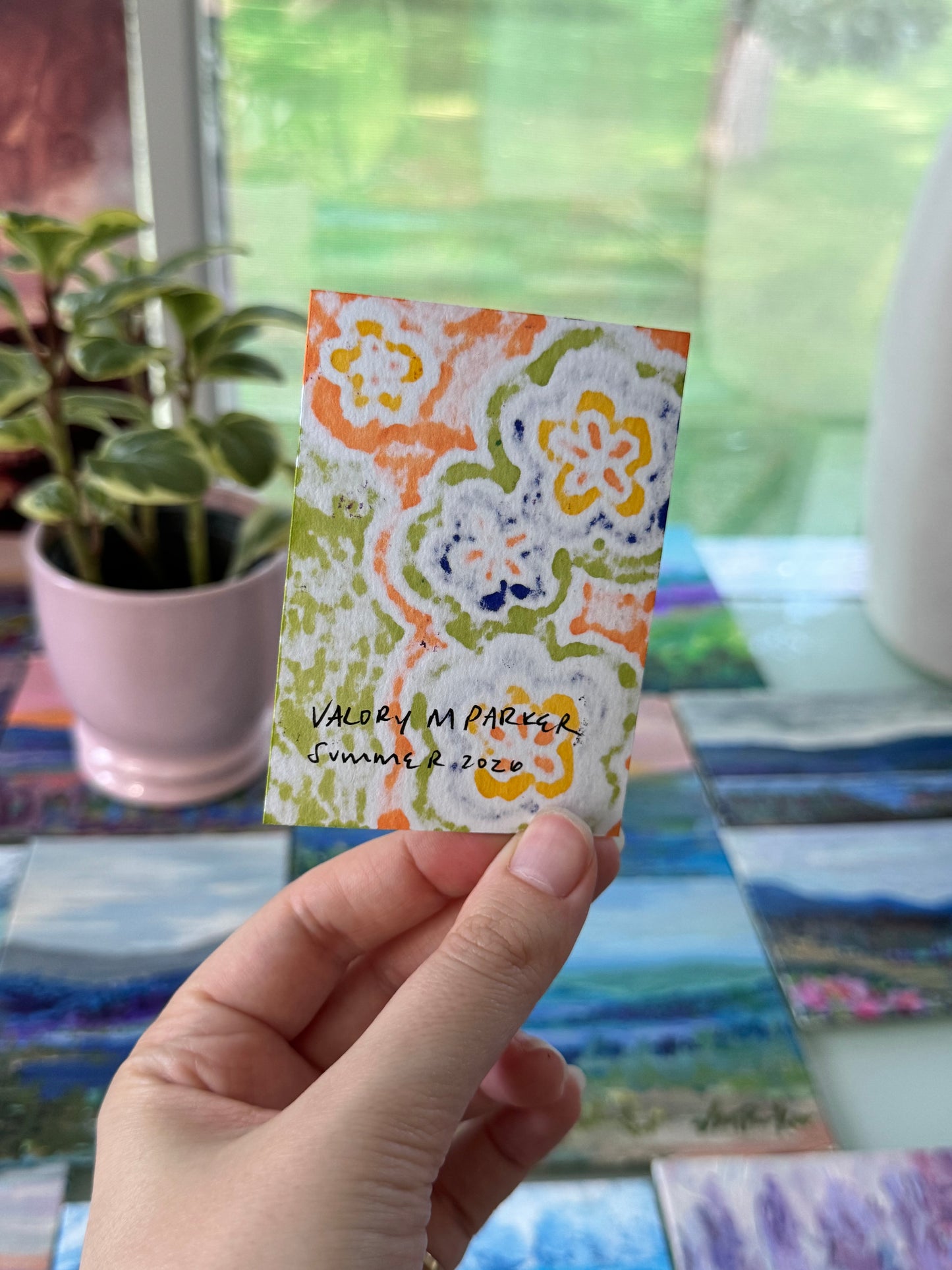 ACEO, Flower Clouds #12 Original Art Card 2.5x3.5