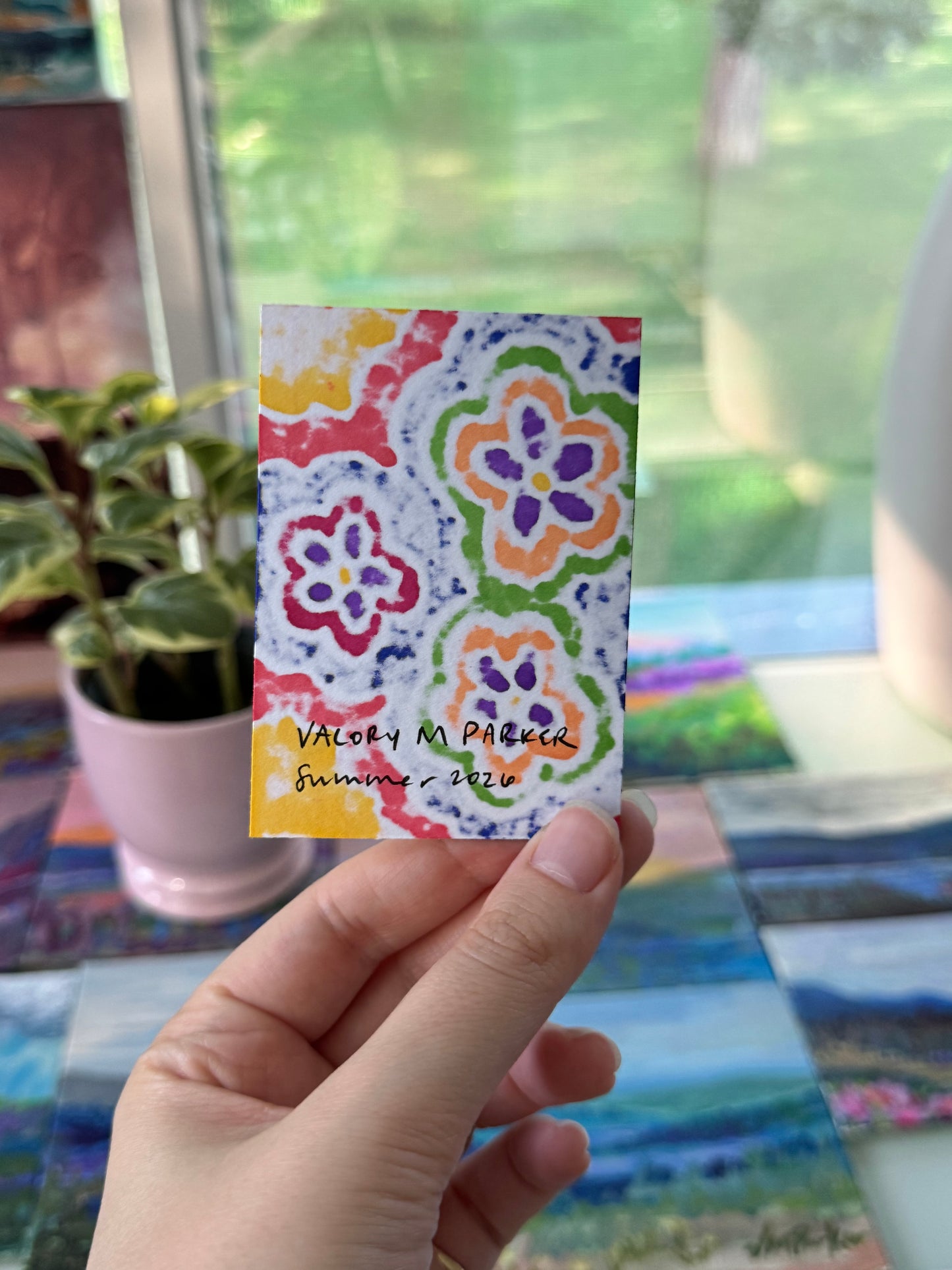 ACEO, Flower Clouds #10 Original Art Card 2.5x3.5