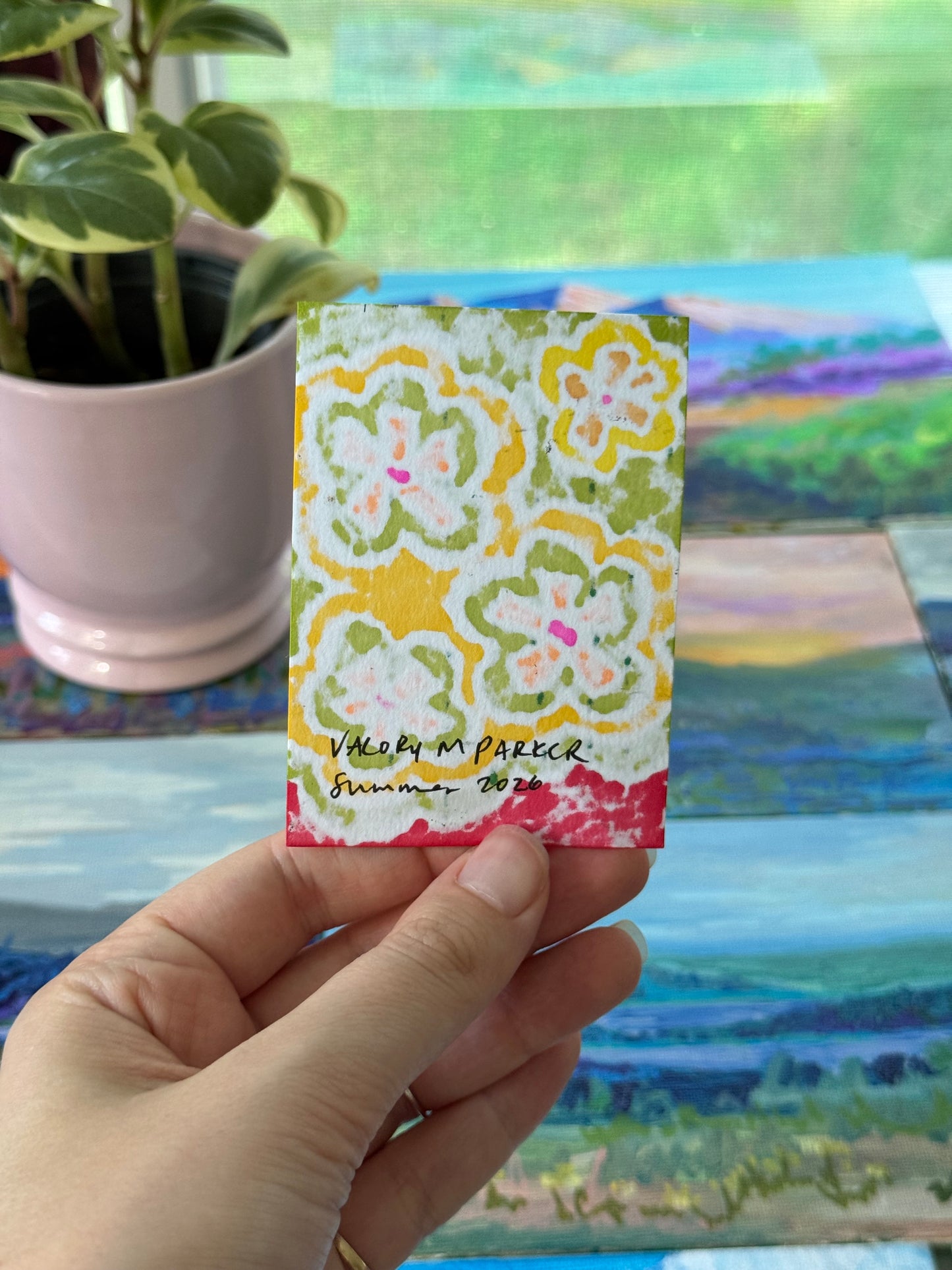 ACEO, Flower Clouds #8 Original Art Card 2.5x3.5