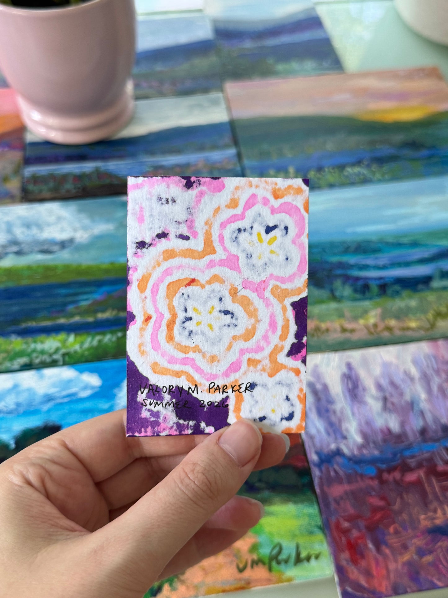 Flower Clouds #1 ACEO Original Art Card 3.5x2.5