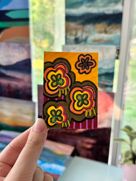 ACEO, Flower Clouds #19 Original Art Card 2.5x3.5