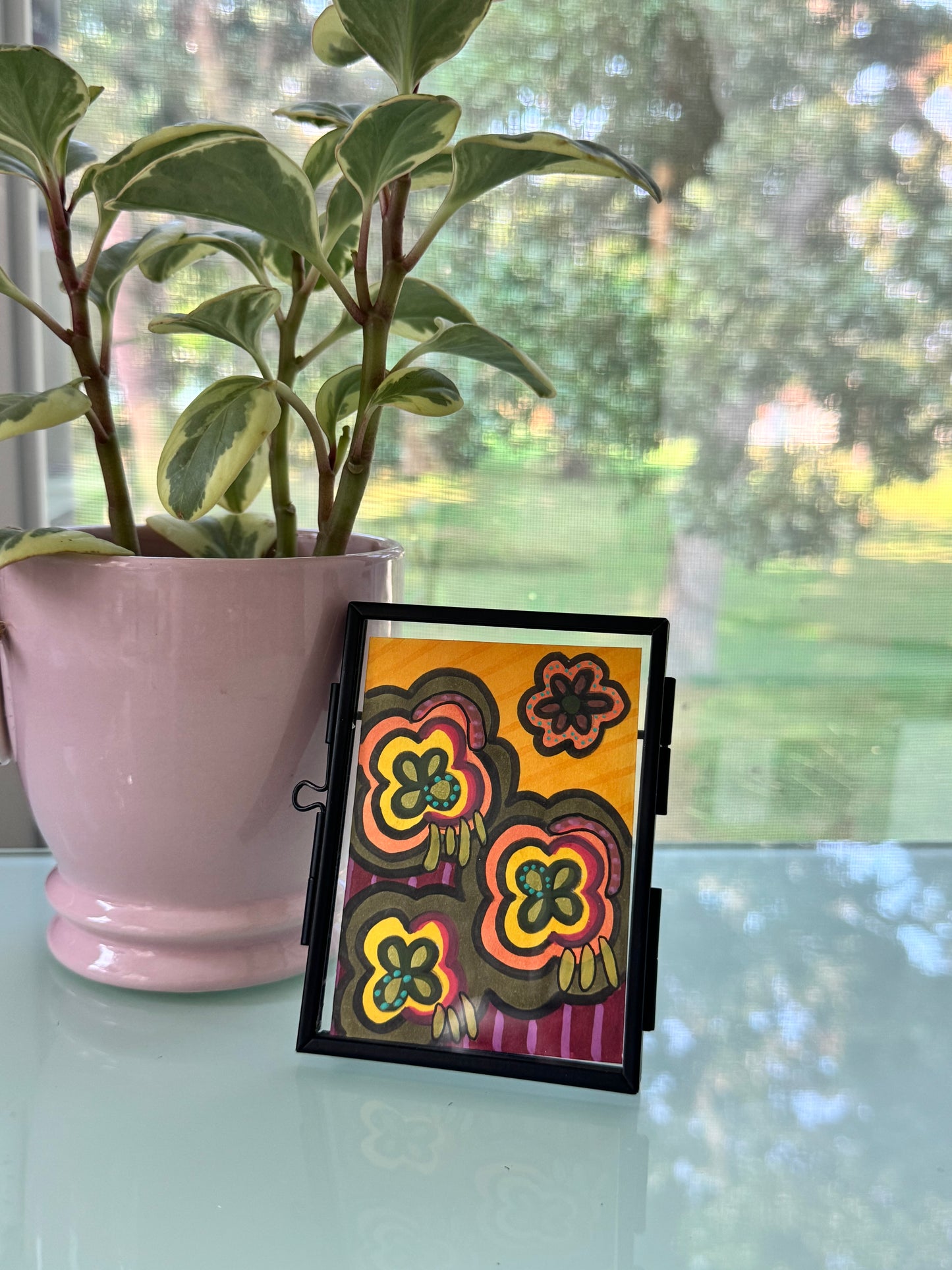 ACEO, Flower Clouds #19 Original Art Card 2.5x3.5