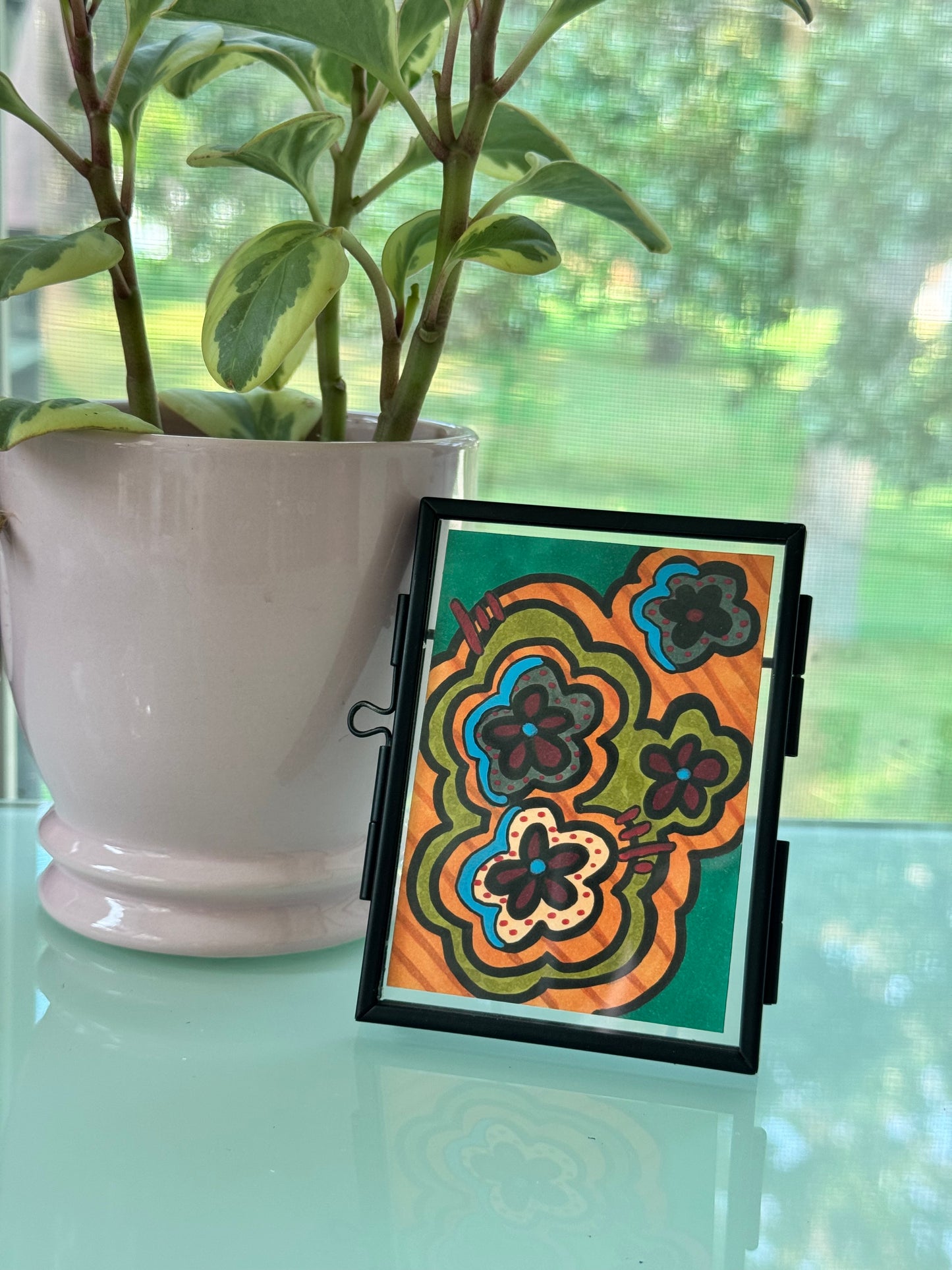 ACEO, Flower Clouds #15 Original Art Card 2.5x3.5