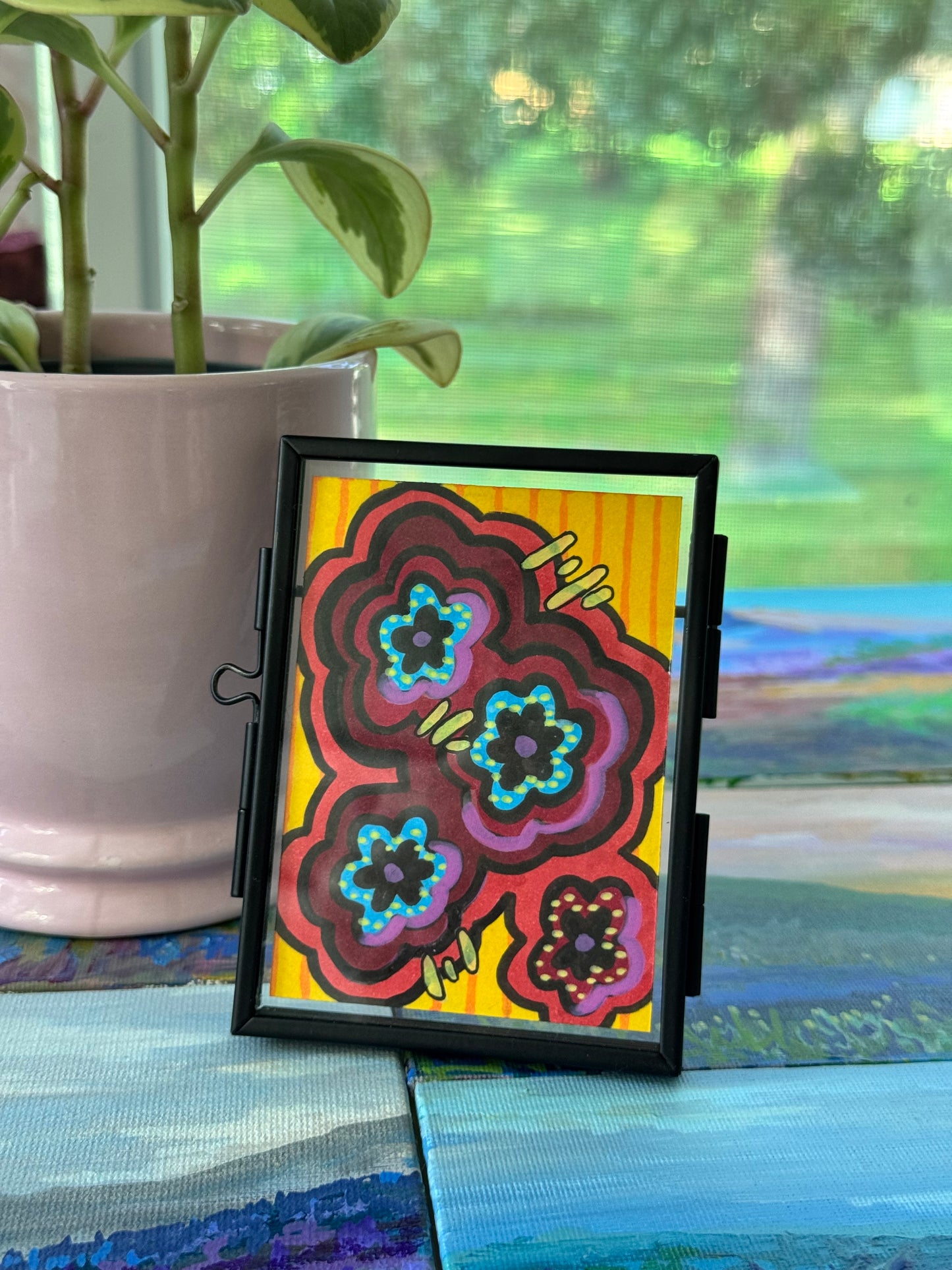 ACEO, Flower Clouds #11 Original Art Card 2.5x3.5