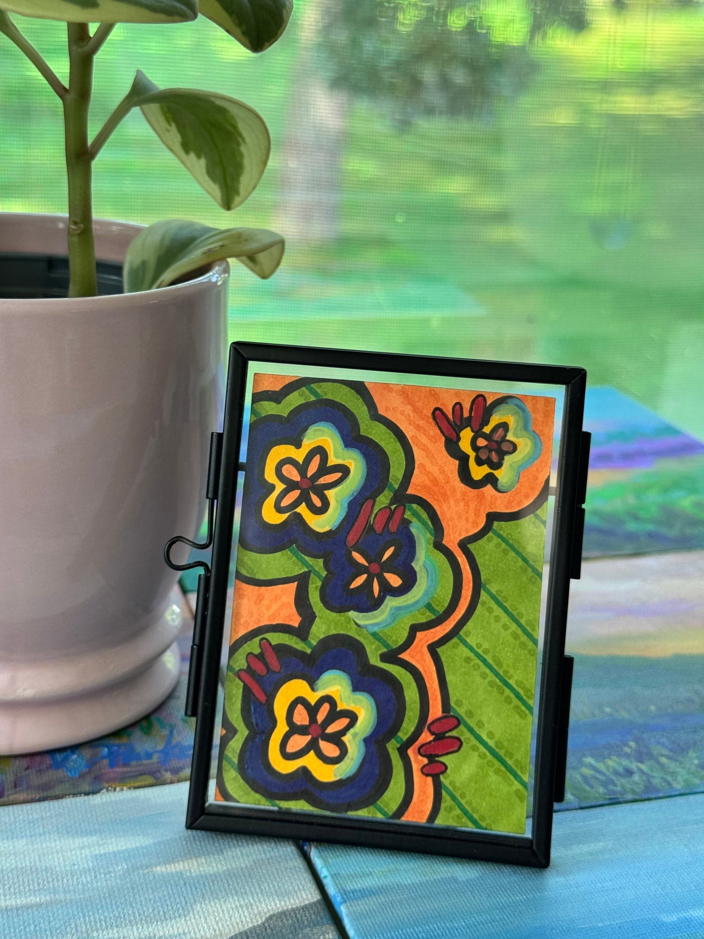 ACEO, Flower Clouds #12 Original Art Card 2.5x3.5