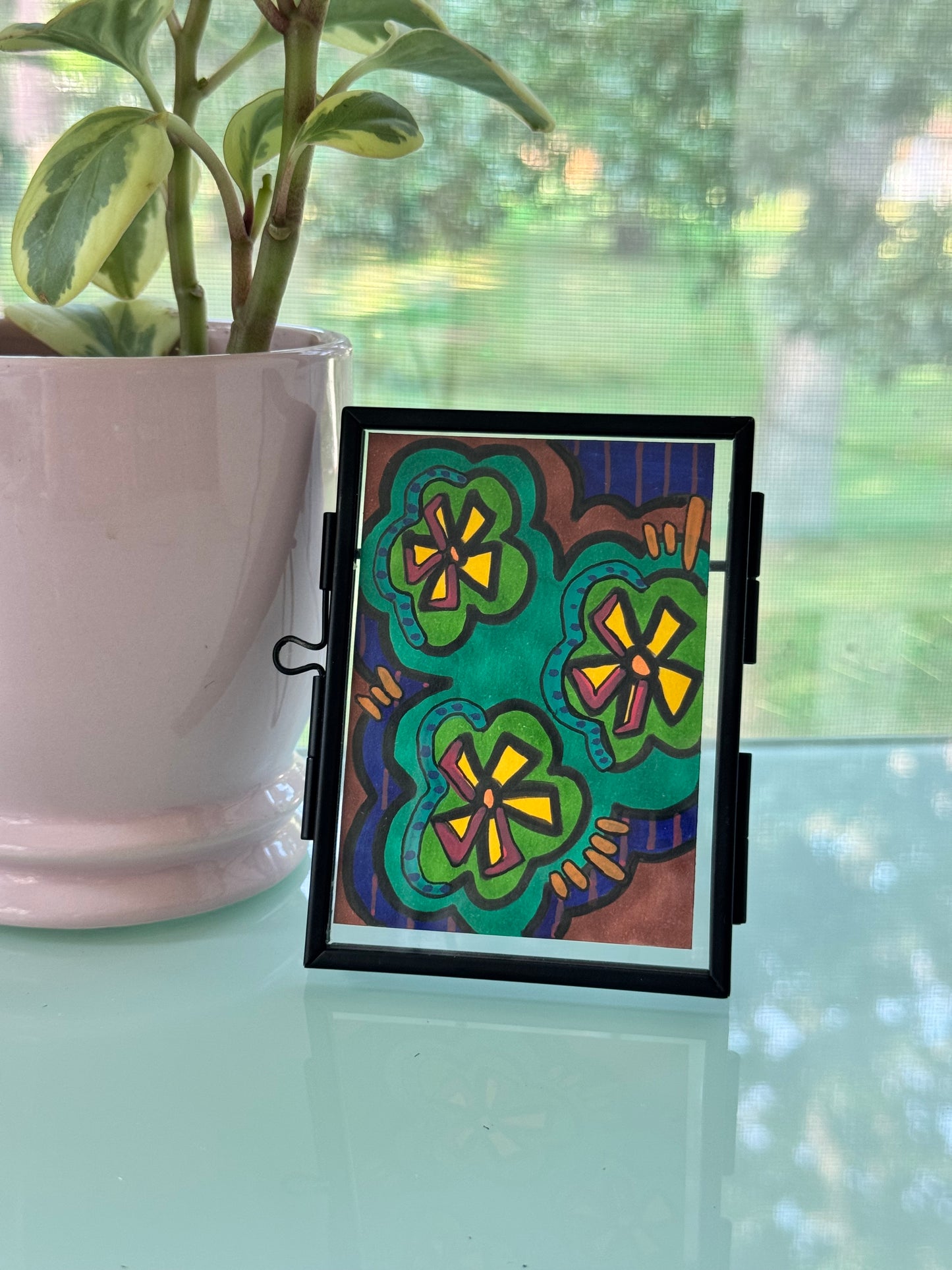 ACEO, Flower Clouds #20 Original Art Card 2.5x3.5