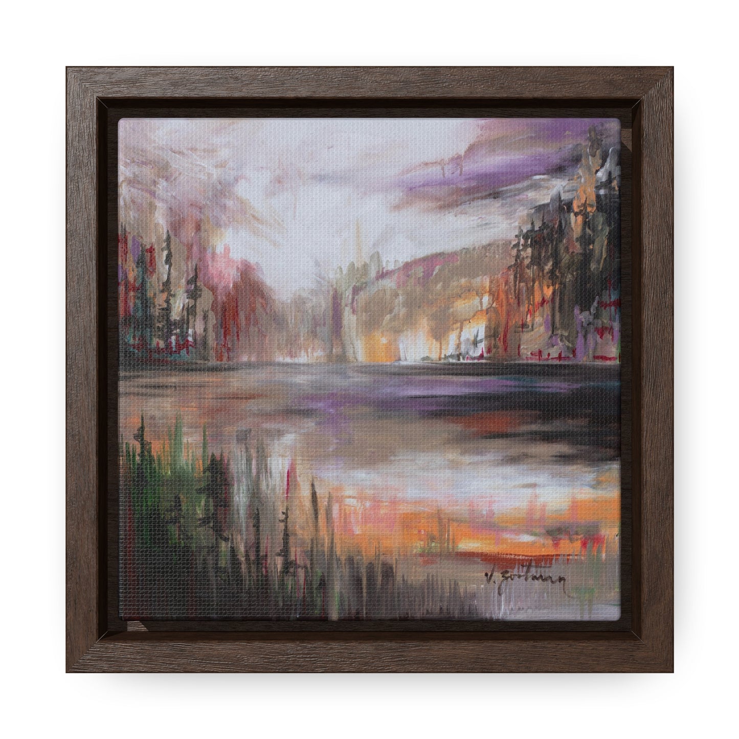 framed canvas print | autumn at the lake