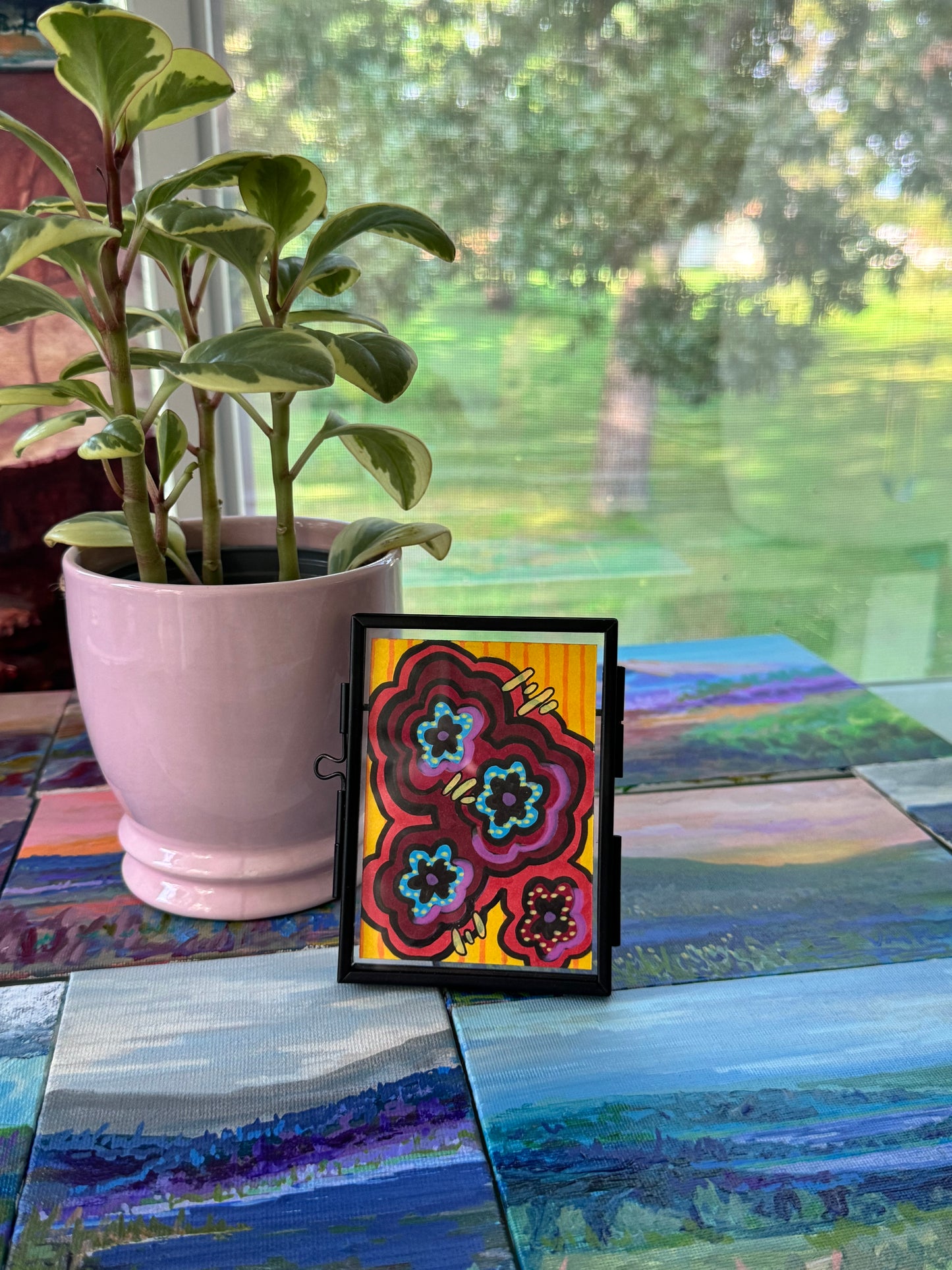 ACEO, Flower Clouds #11 Original Art Card 2.5x3.5