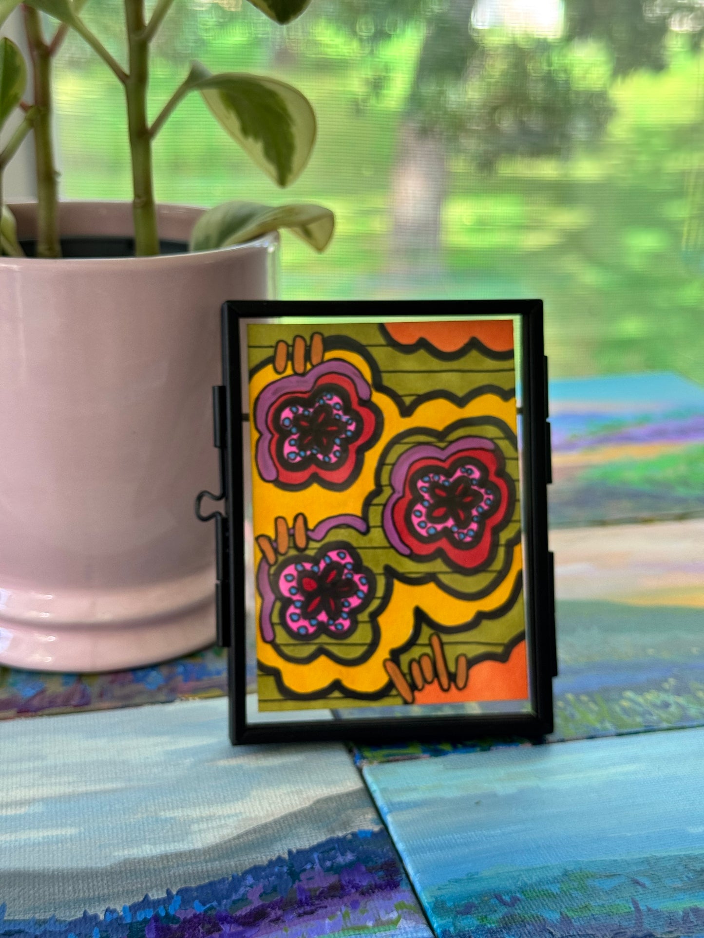 ACEO, Flower Clouds #6 Original Art Card 2.5x3.5