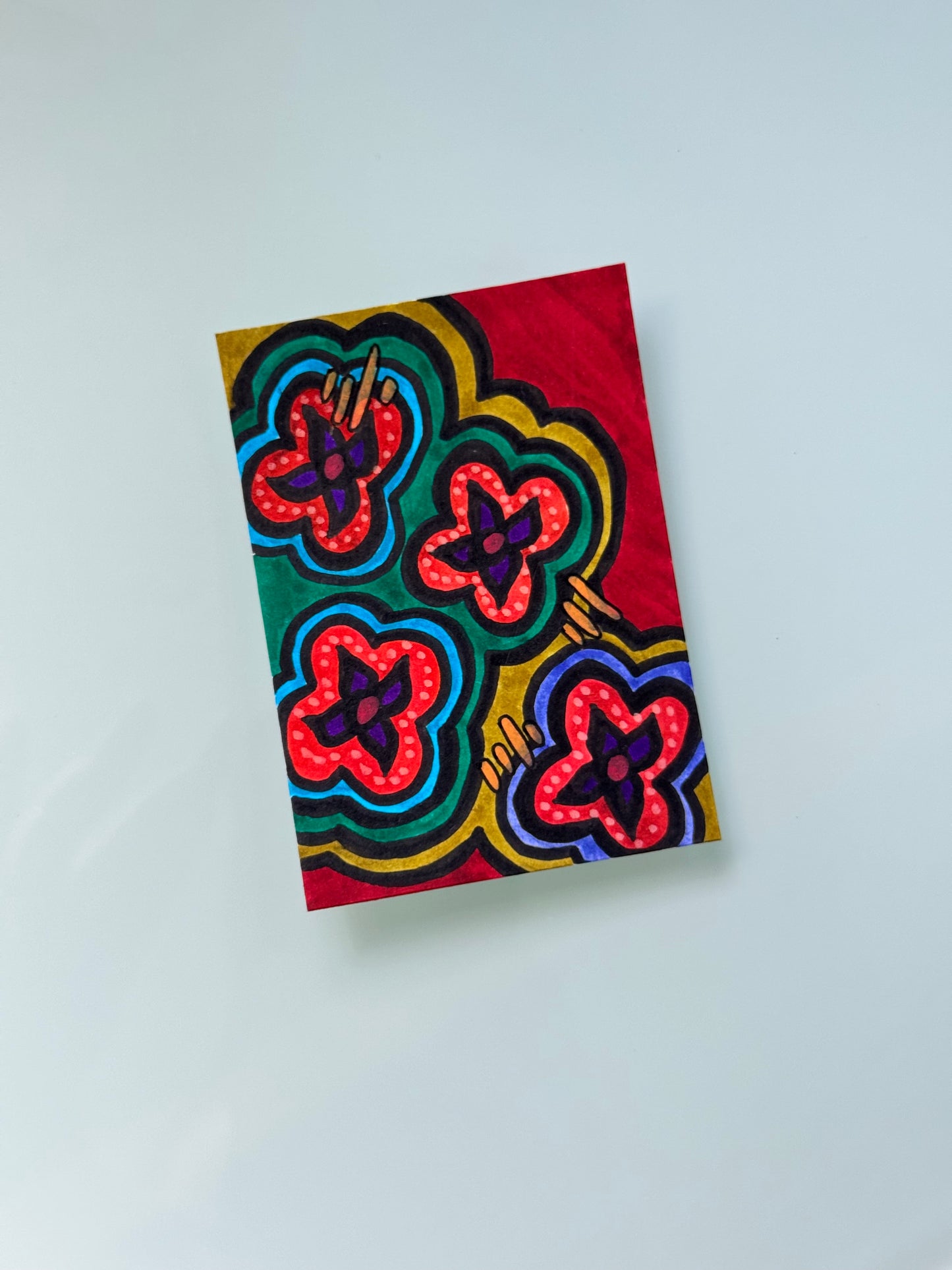 ACEO, Flower Clouds #3 Original Art Card 2.5x3.5